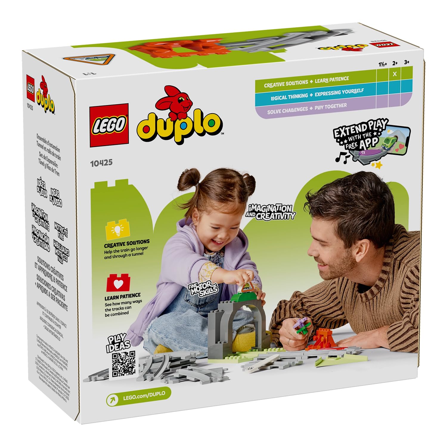 LEGO DUPLO Town Train Tunnel and Tracks Expansion Set - Building & Educational Toy for Toddlers 2+ 6