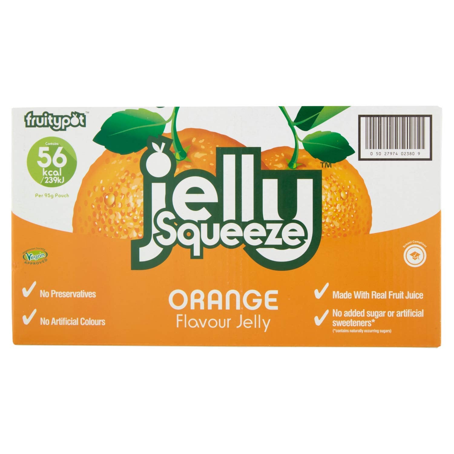 Jelly Squeeze Orange Flavour Jelly Pouches - No Added Sugar | Vegan | 16 x 95 g 7