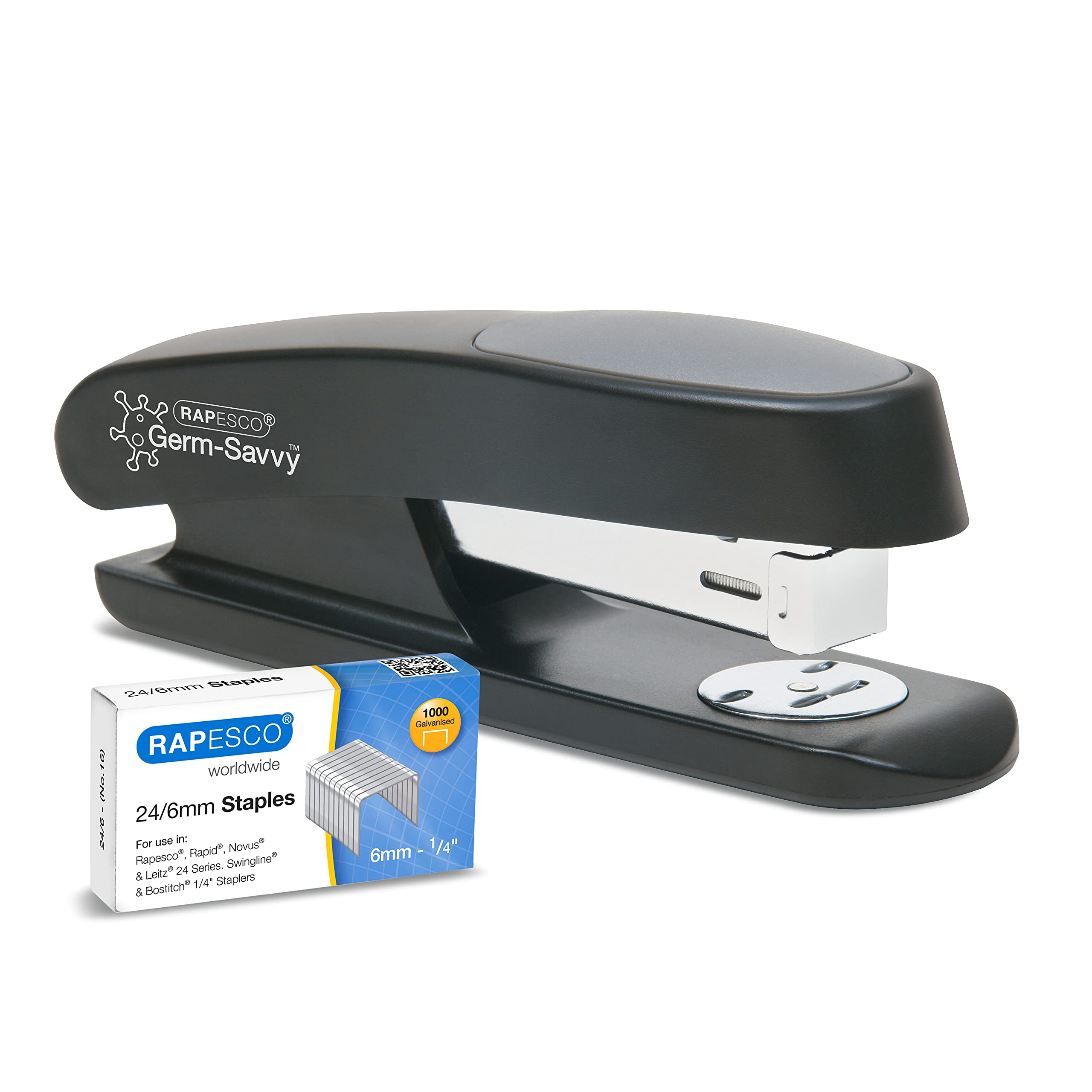 Rapesco ECO Sting Ray Desktop Stapler - 20 Sheet Capacity | Antibacterial | Includes 1000 Staples