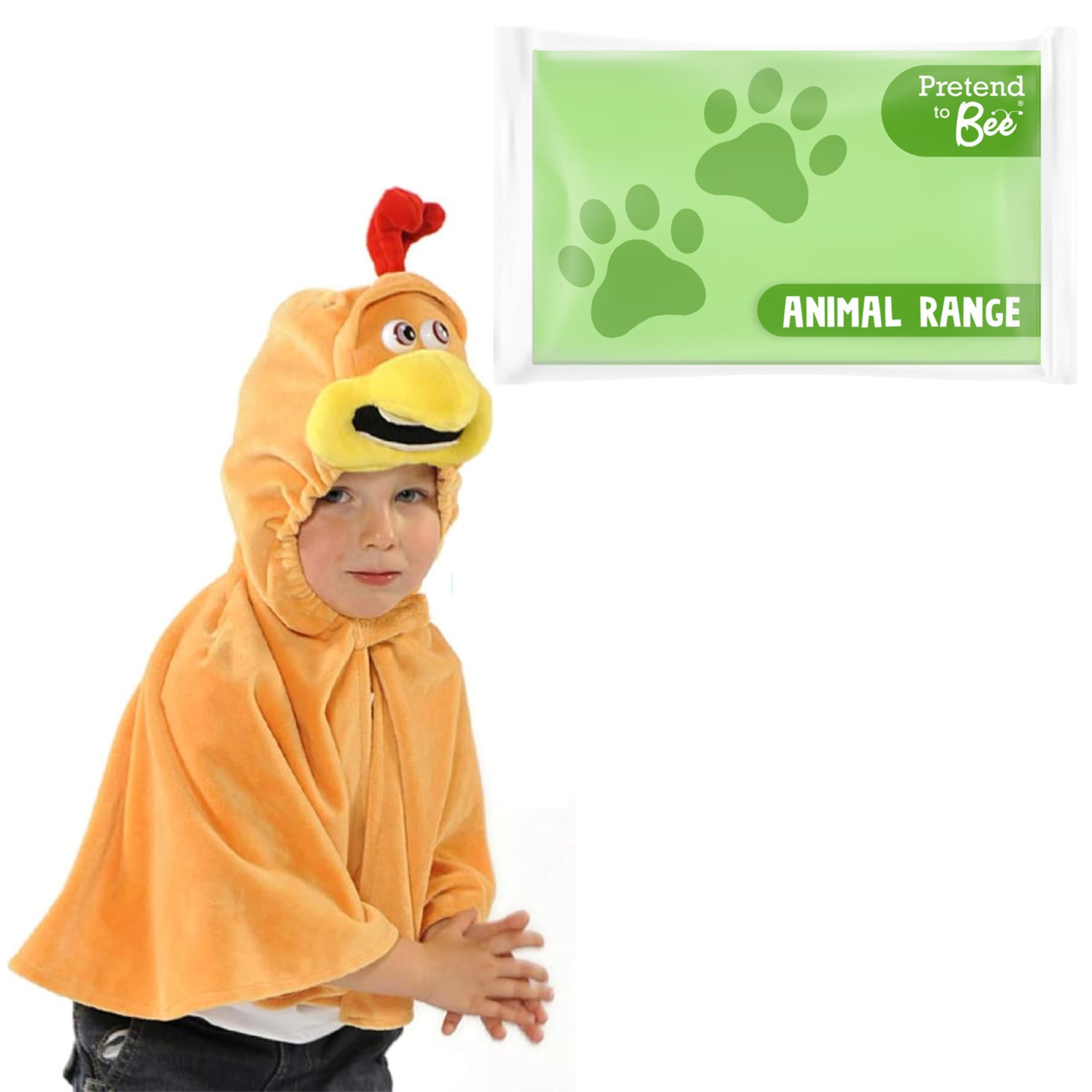 PRETEND TO BEE Chicken Cape Costume for Kids 3-7 Years - Velcro Fastening Hooded Dress Up Cape 9
