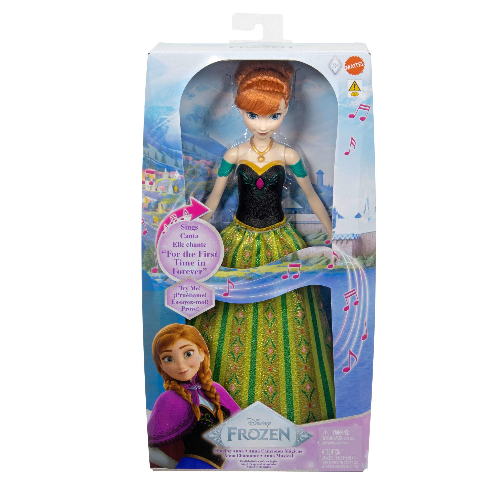 Mattel Disney Frozen Singing Anna Fashion Doll - Posable Doll with Signature Outfit & Brushable Hair 2