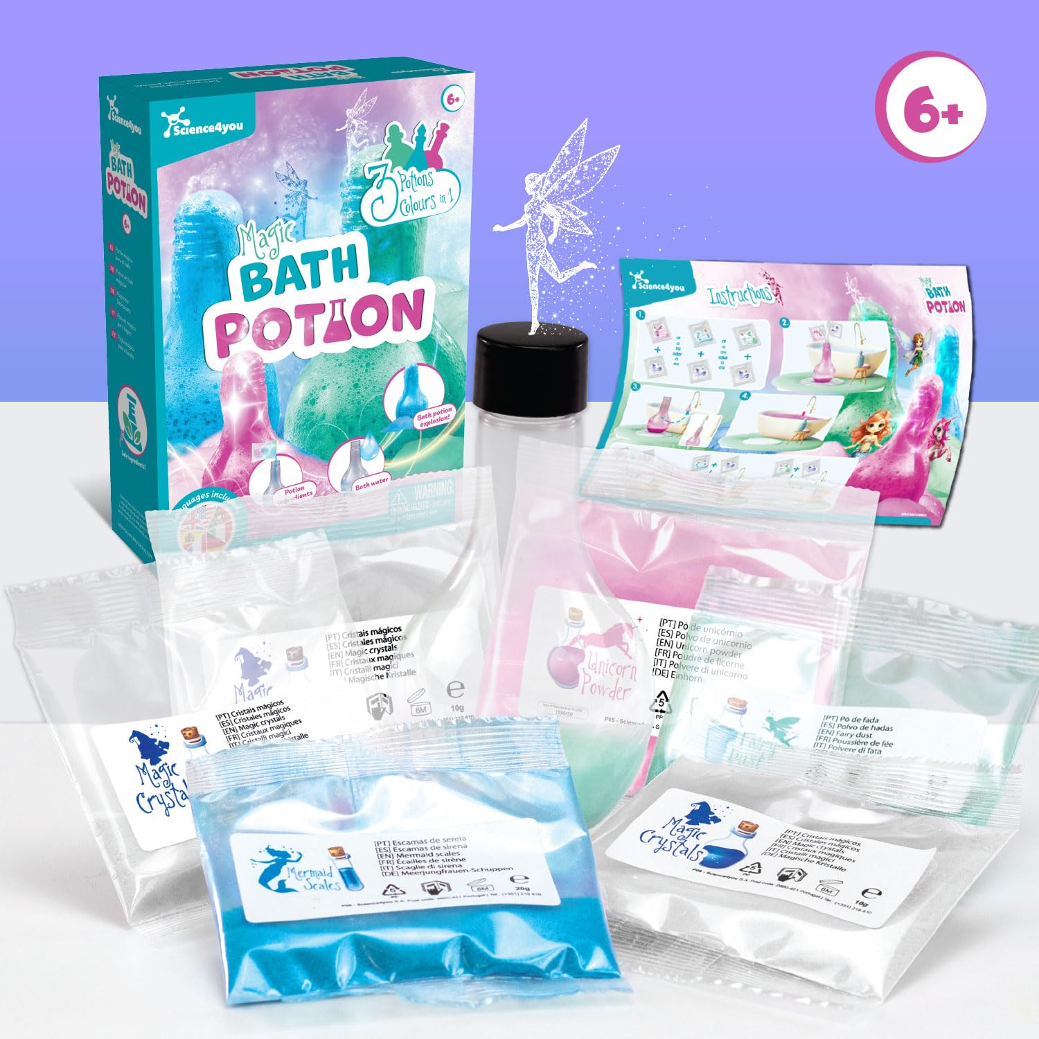 Science4you Bath Potions for Kids +6 – Makes 3 Colored Bath Bombs | STEAM Educational Toy