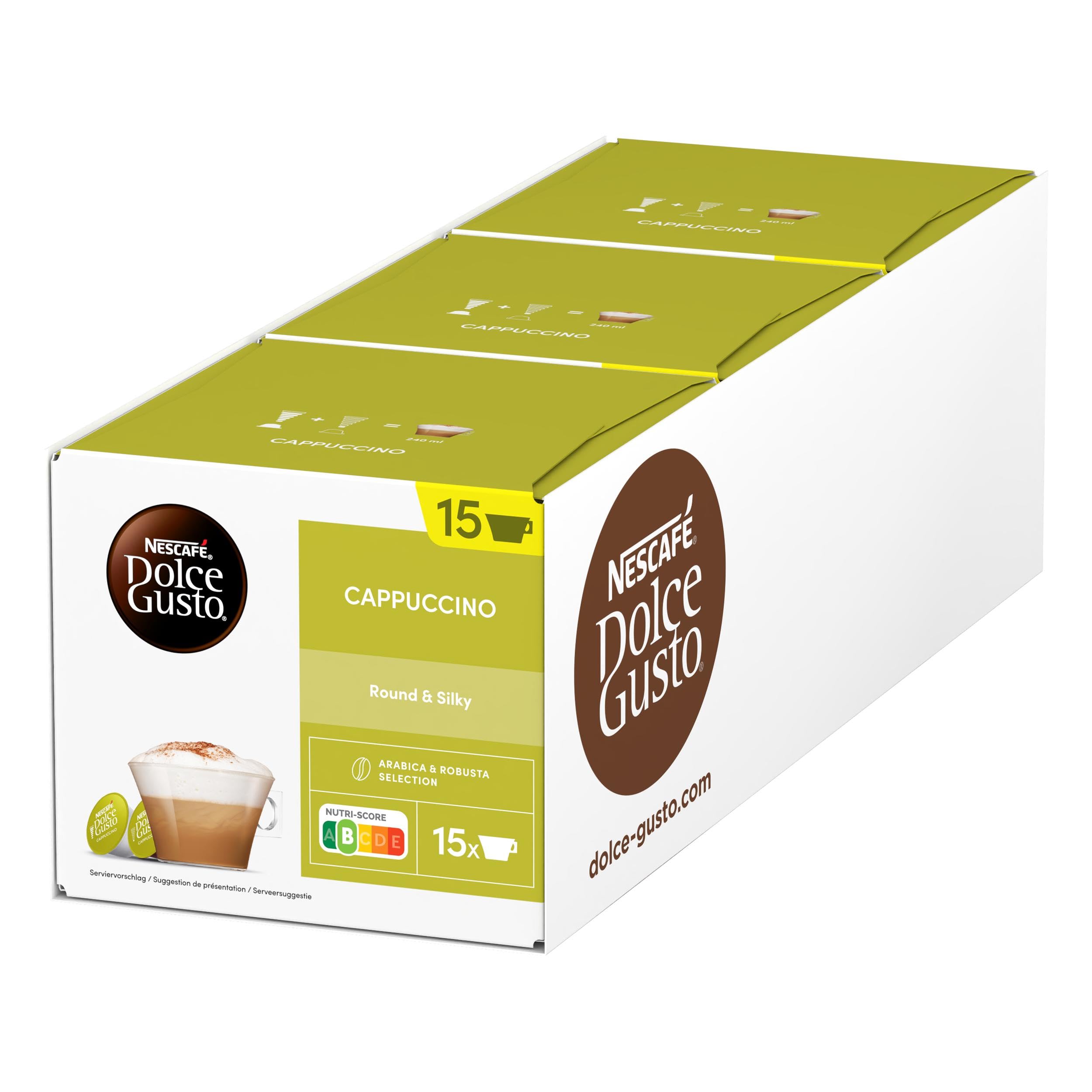 Nescafé Dolce Gusto Cappuccino Coffee Pods - 45 Servings (3 Boxes of 15)