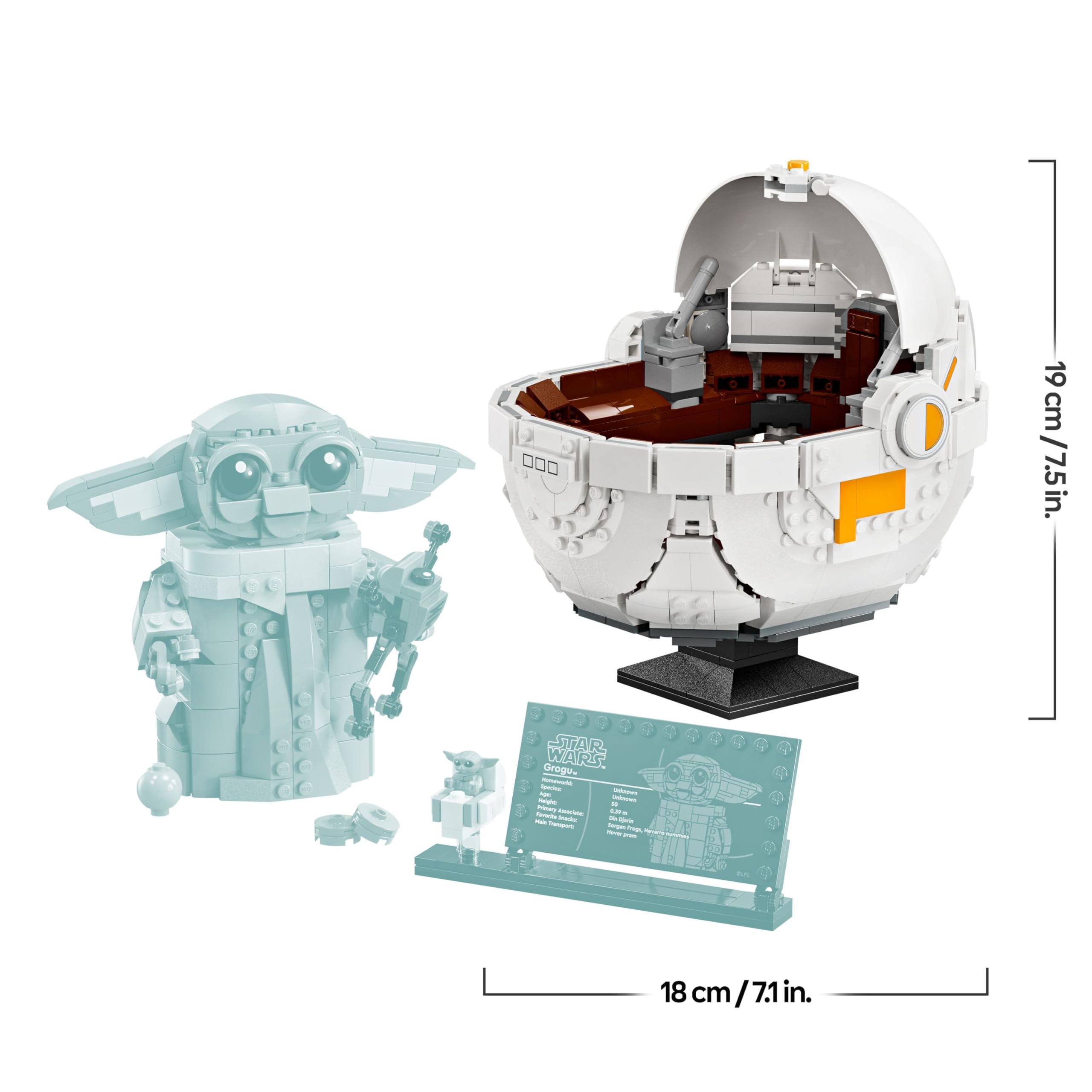 LEGO Star Wars 75403 Grogu with Hover Pram Building Toy Set - Buildable Display Model for Kids 10+ 3