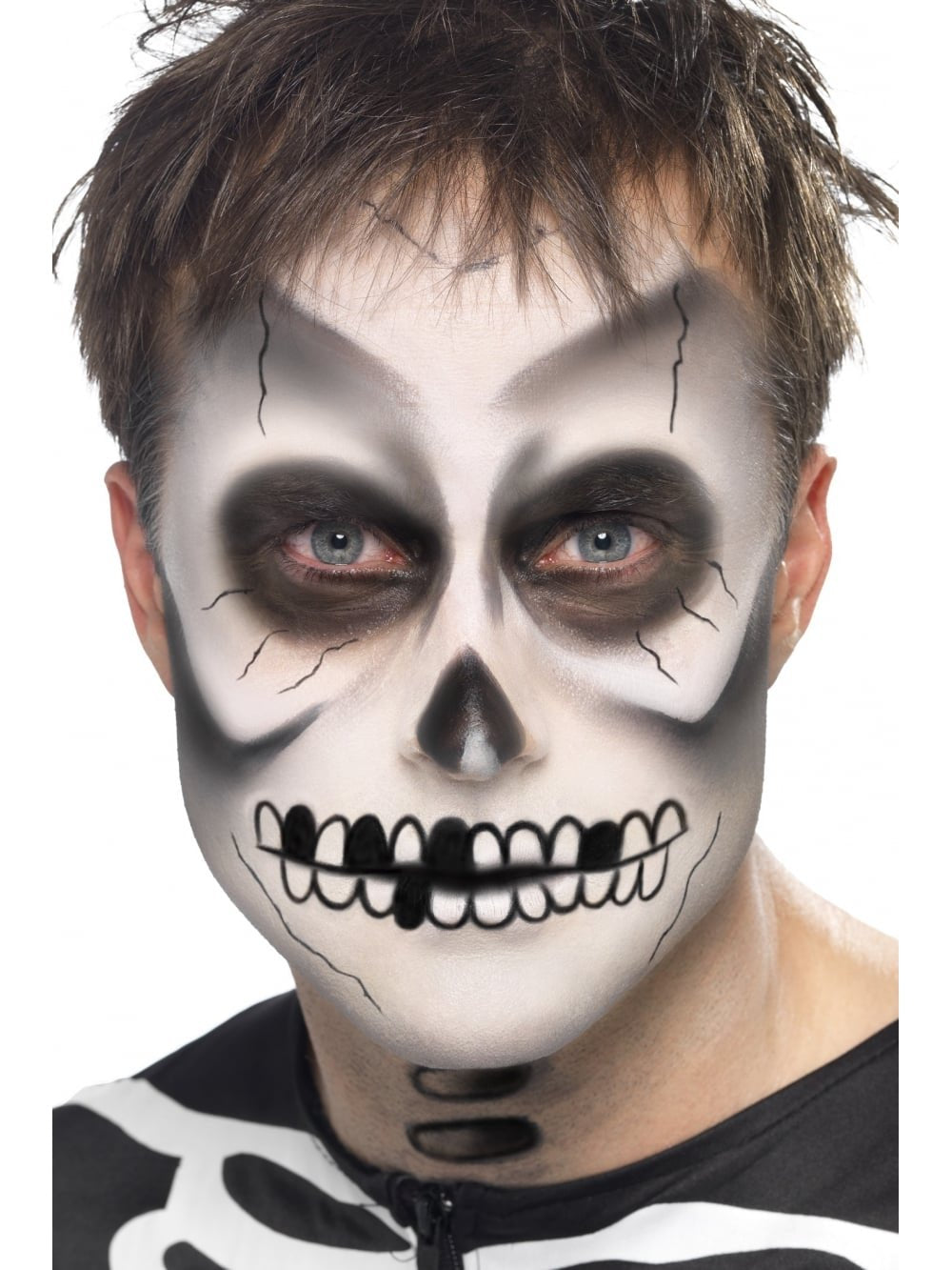 Smiffys Skeleton Make-Up Kit - Face Paint, Crayon & Sponge for Kids 6