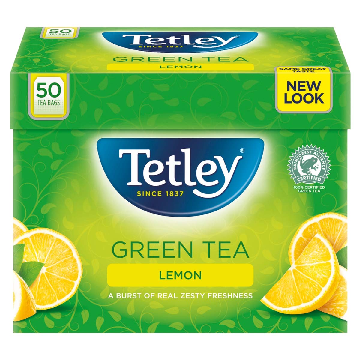Tetley Green Tea Lemon 50 Tea Bags, 100g - Citrus Infused Green Tea 1
