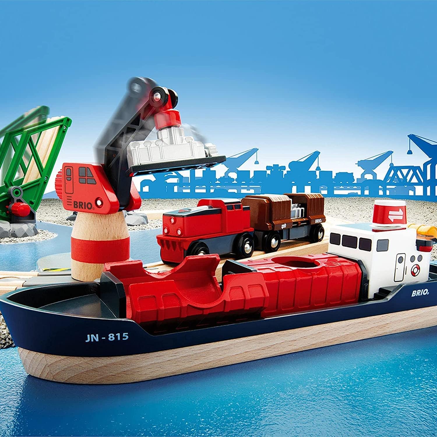 BRIO World Harbour Cargo Train Set - Wooden Playset for Kids 3 Years and Up 8