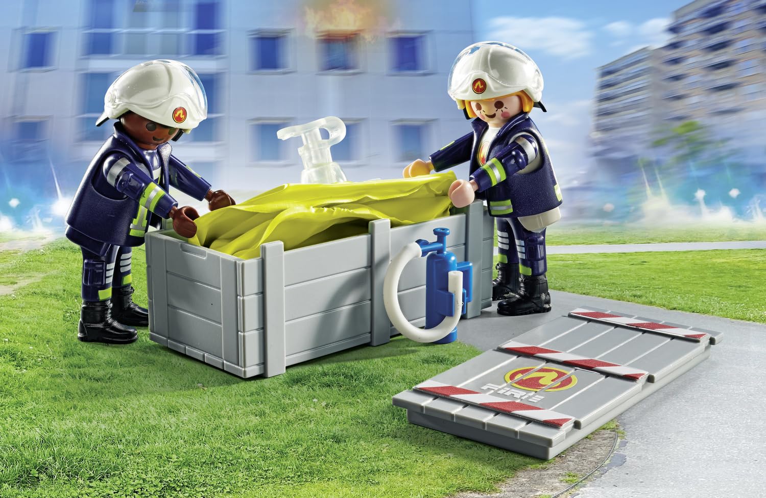 Playmobil 71465 Action Heroes: Firefighters with Air Pillow - Rescue Playset for Kids 4+ 2