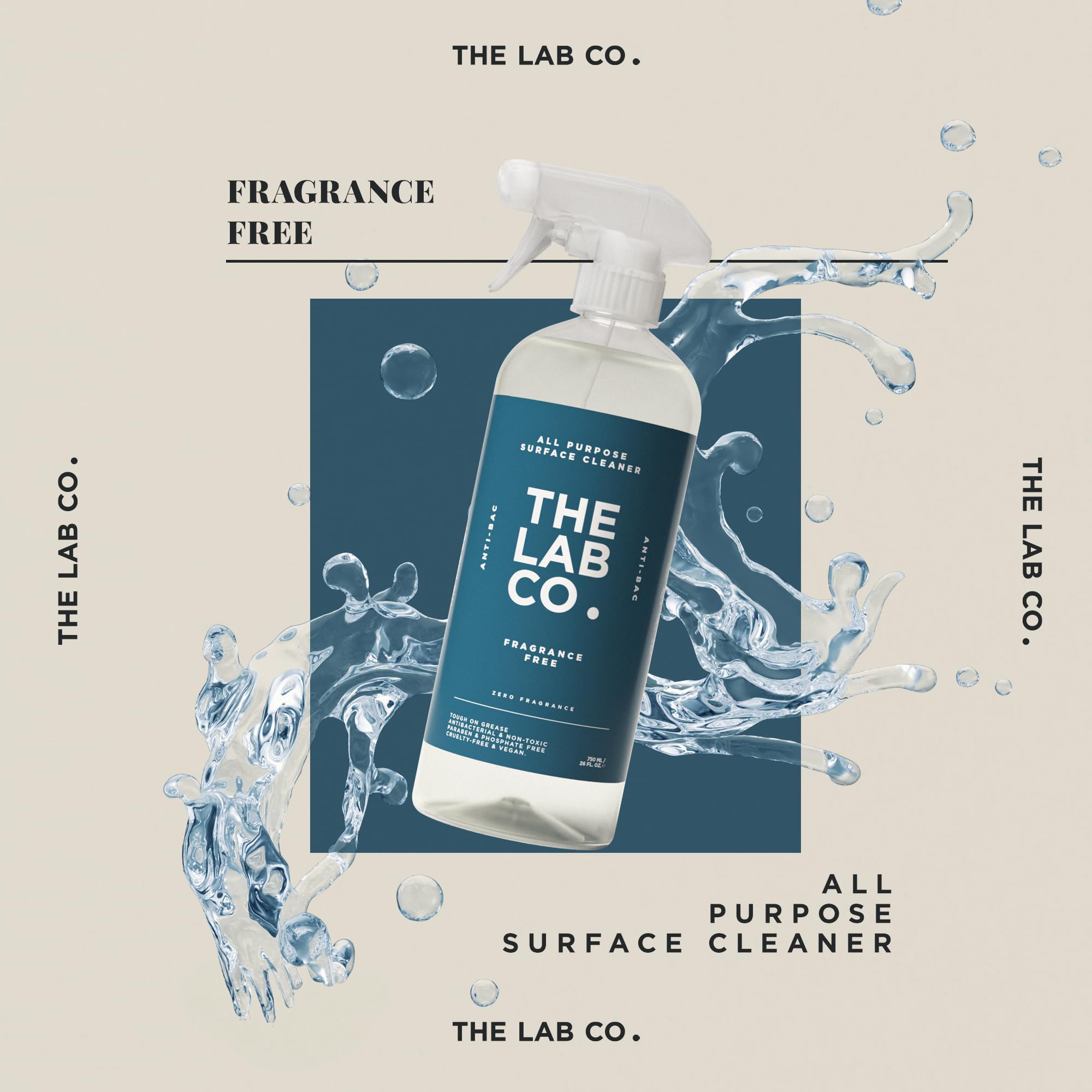 The Lab Co. Antibacterial All-Purpose Cleaner - 750ml | Streak-Free | Vegan