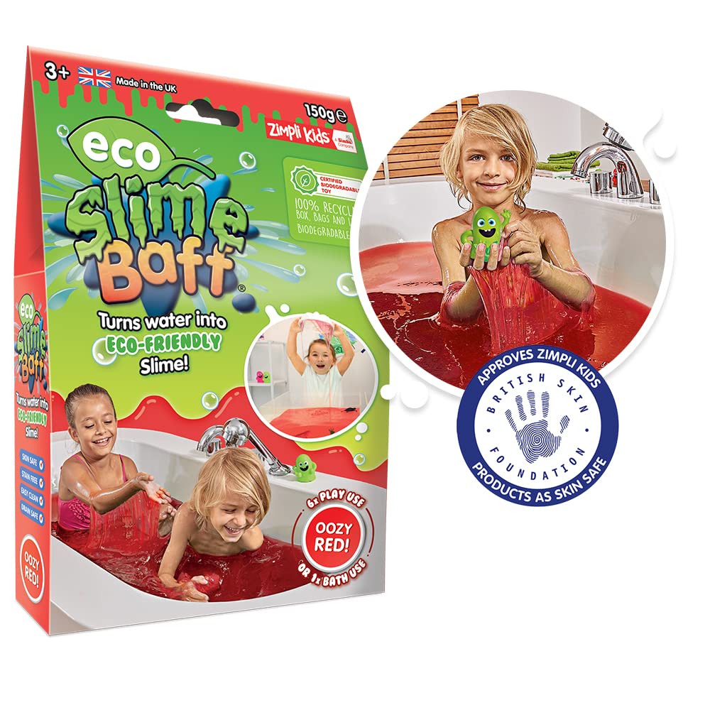ZIMPLI Eco Slime Baff Red - 1 Bath or 4 Play Uses, Magically Turns Water into Gooey Slime