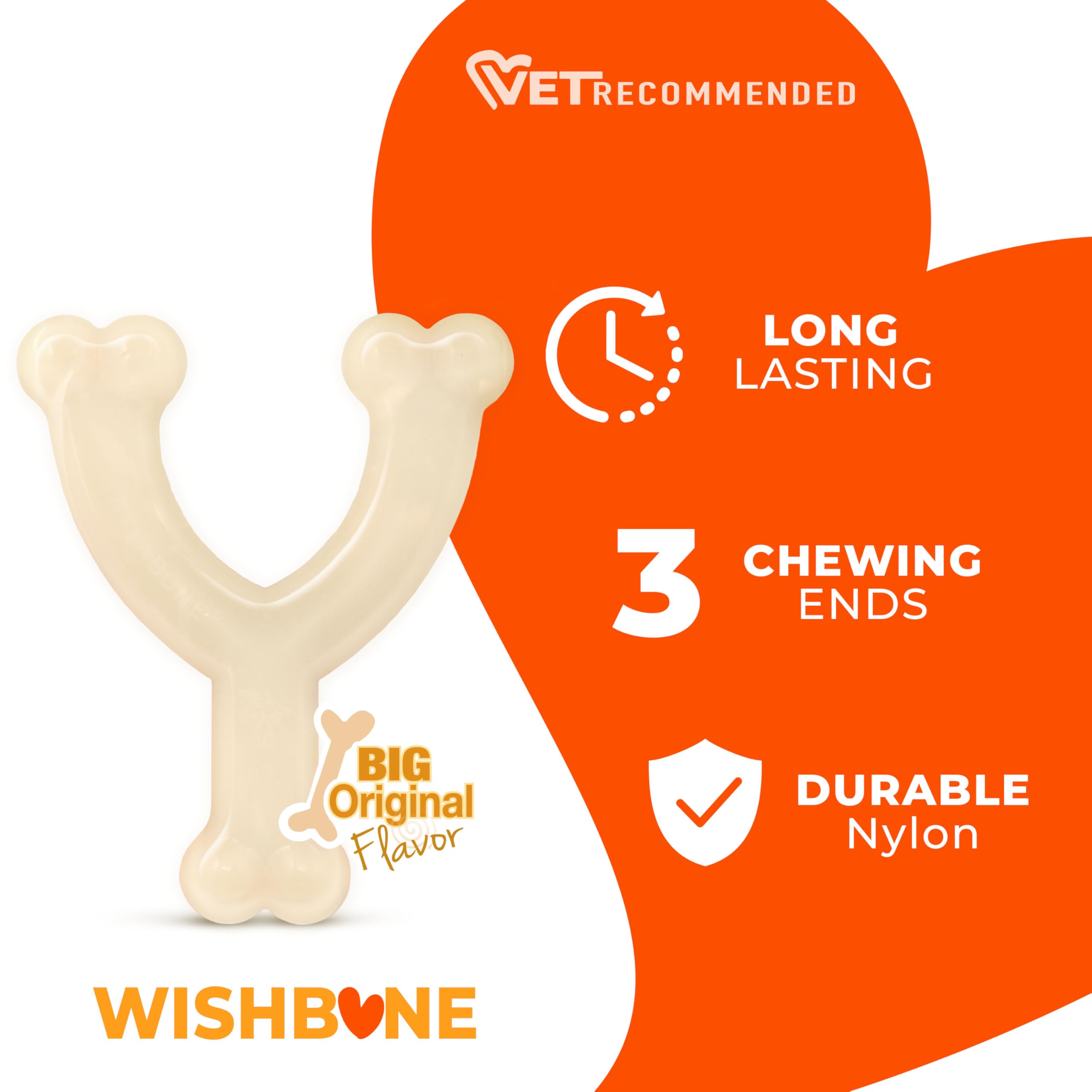 Nylabone Dura Chew Extreme Tough Dog Chew Toy Bone - Chicken Flavour Wishbone | Medium (Up to 16 kg) 3