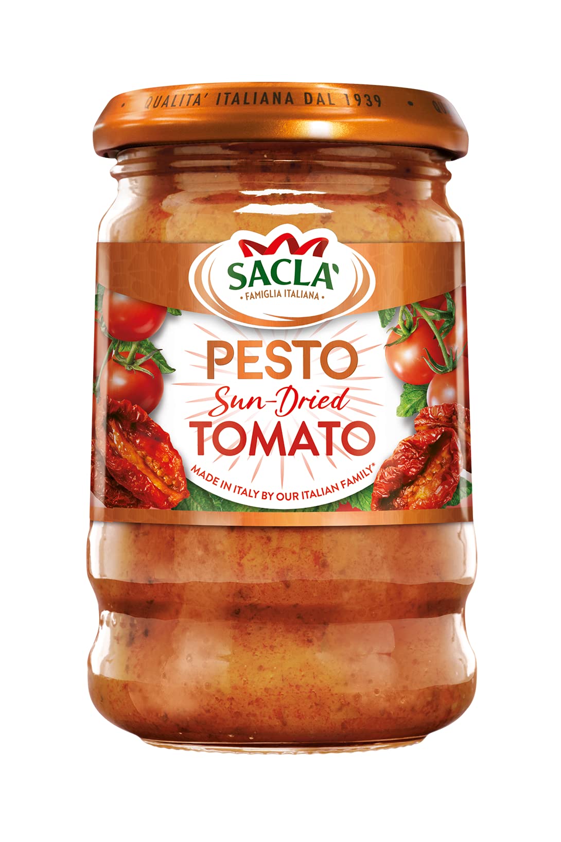 Sacla Pesto Italian Sun Dried Tomato Sauce - 190g | Made with Basil, Parmigiano Reggiano & Cashew Nuts 4