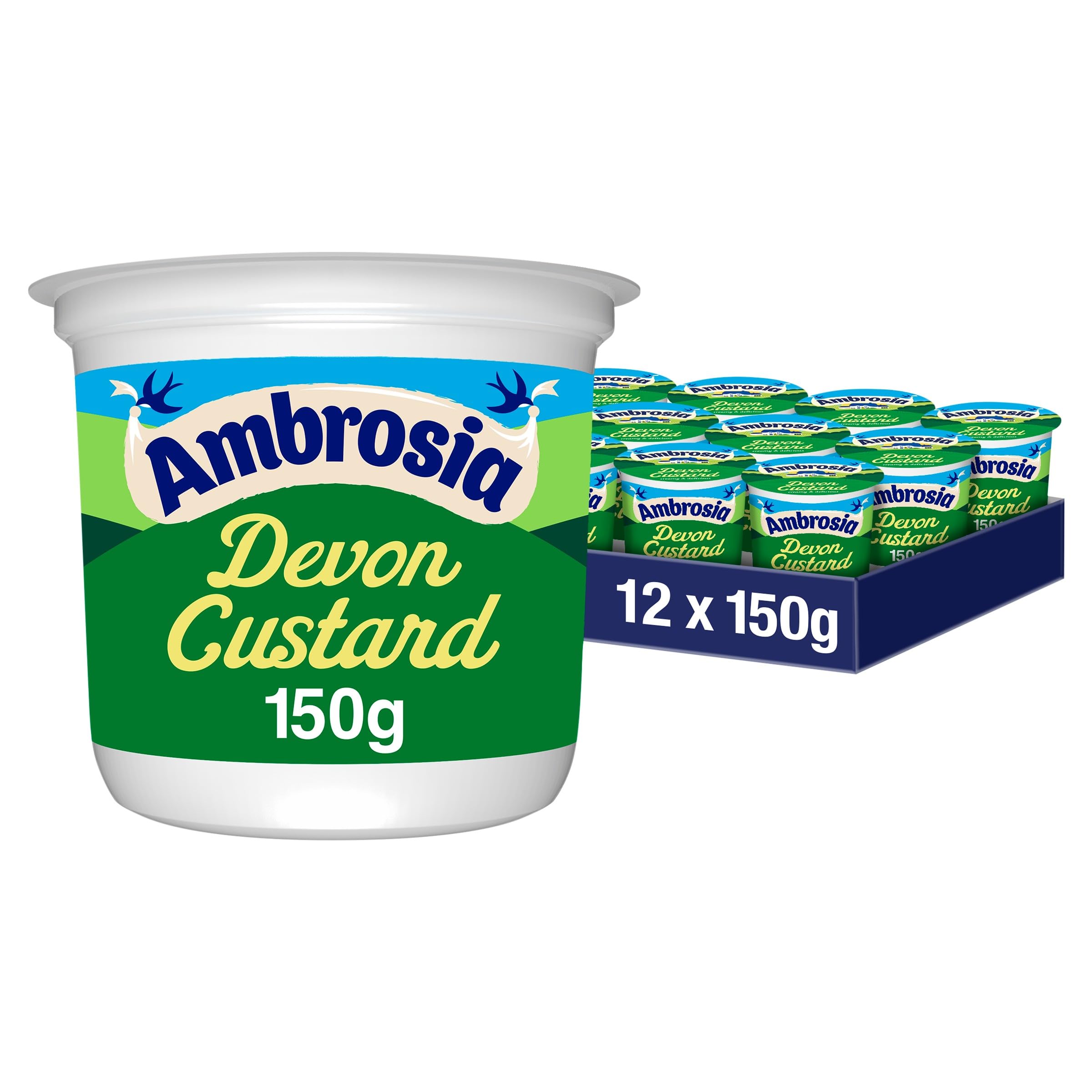 Ambrosia Devon Custard Pots - Original Recipe Creamy Ready-to-Eat Dessert | 12 x 150g Pots