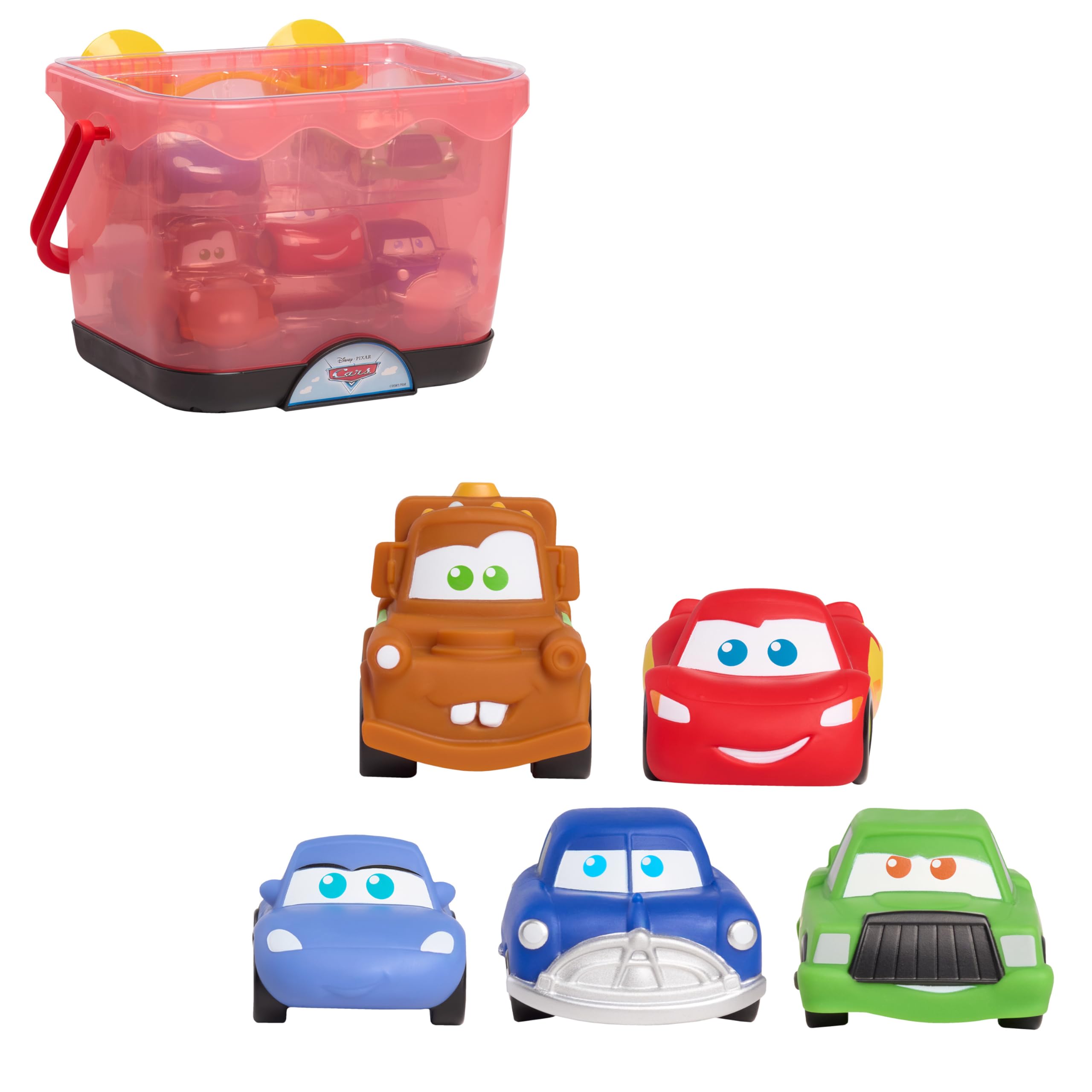 Disney 5-Piece Cars Bath Toy Figures with Storage Caddy | Ages 3+ | Floats