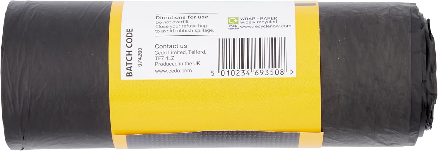 Polylina 20 Pack 75L Flat Top Black Bin Liners Made with 70% Recycled Plastic 2