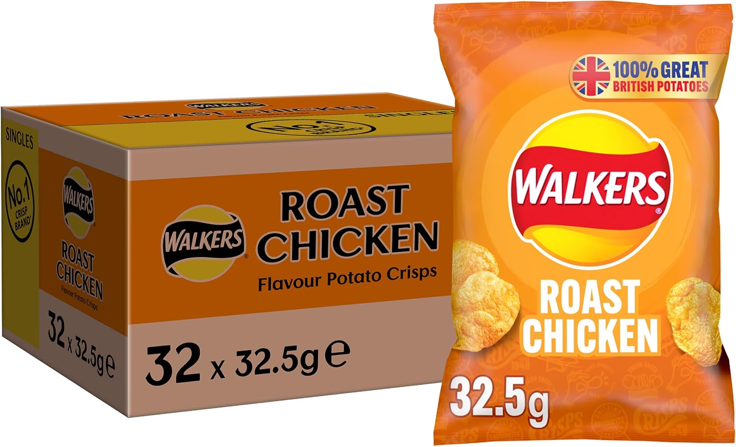 Walkers Roast Chicken Crisps 32.5g (Case of 32) - Made with 100% British Potatoes 1