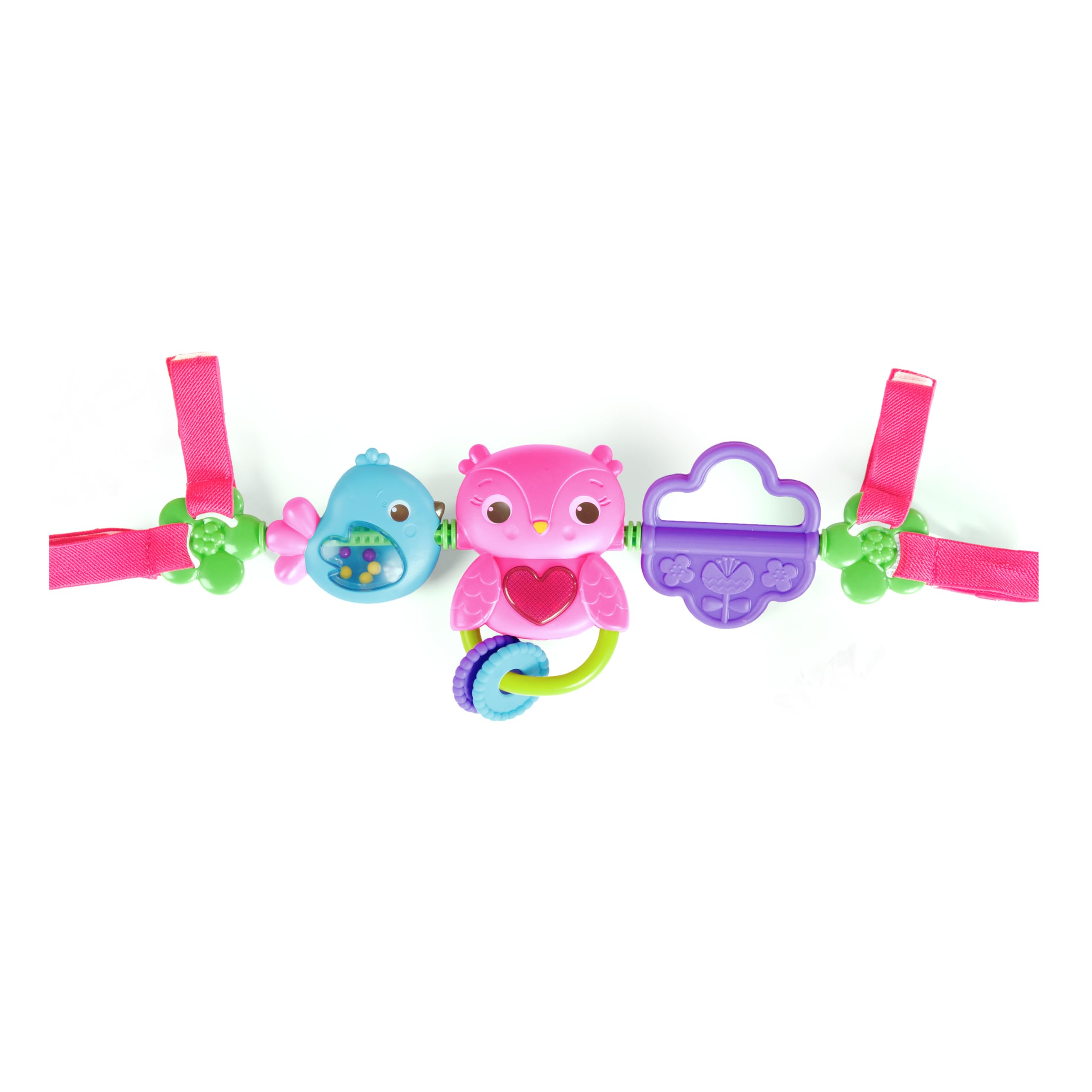 Bright Starts Busy Birdies Carrier Toy Bar - Musical with Lights | Attaches to Most Carriers