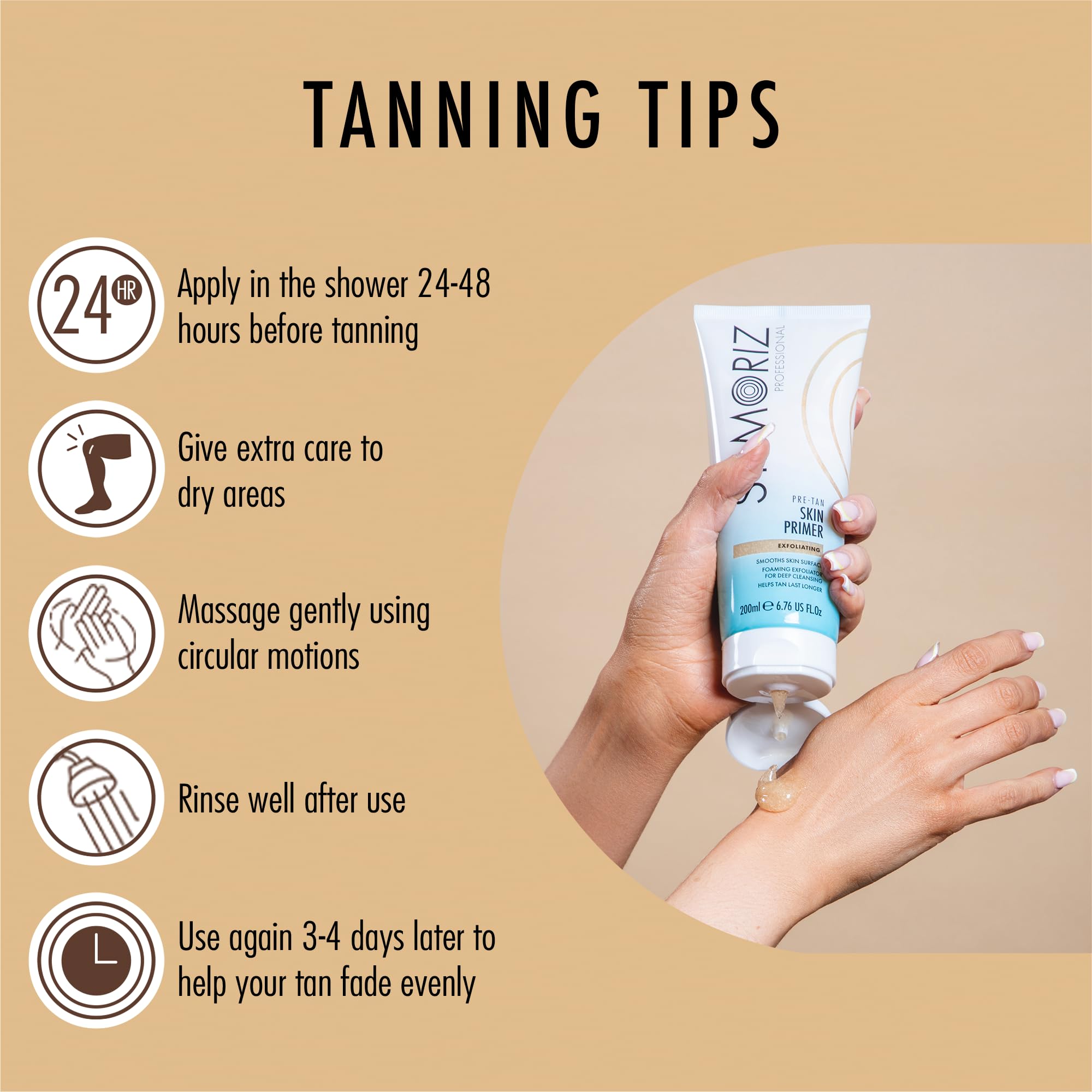 ST. MORIZ Professional Pre-Tan Skin Primer - Exfoliating Body Scrub for Fake Tan Prep, 200ml 5