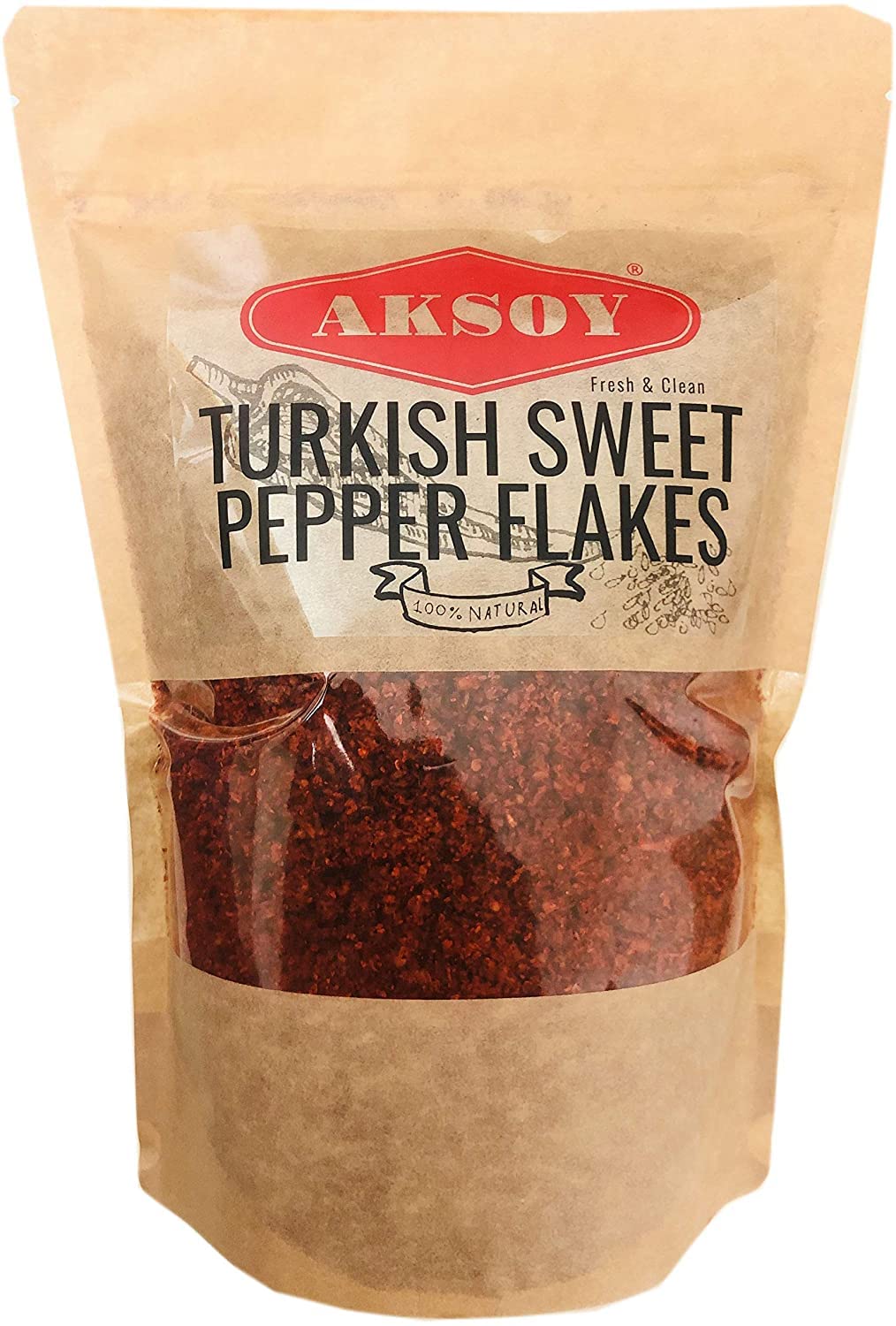 Aksoy Premium Turkish Sweet Red Pepper Flakes 200g - Mild & Sweet Flavor, Resealable Pack 1