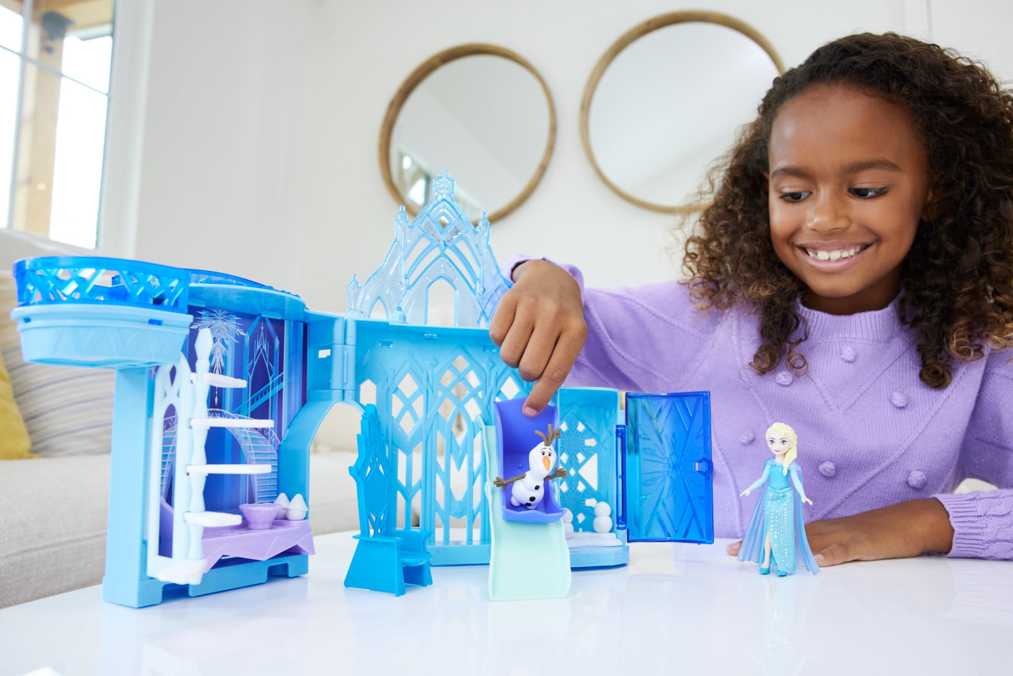 Mattel Disney Frozen Elsa's Ice Palace Stackable Playset with Small Doll and 8 Pieces