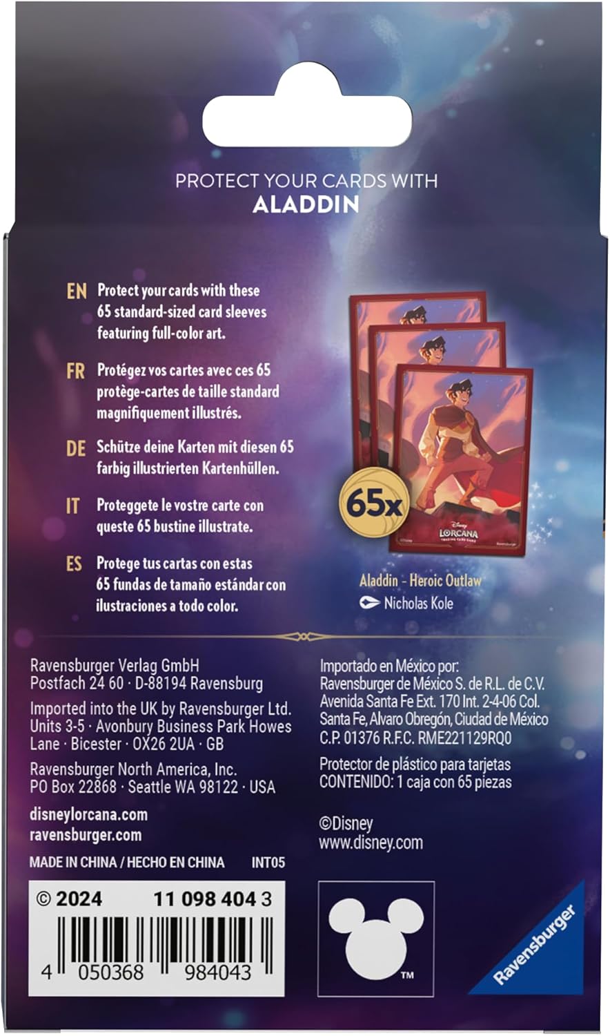 Ravensburger Disney Lorcana TCG Aladdin Card Sleeves - Heroic Outlaw by Nicholas Kole 3