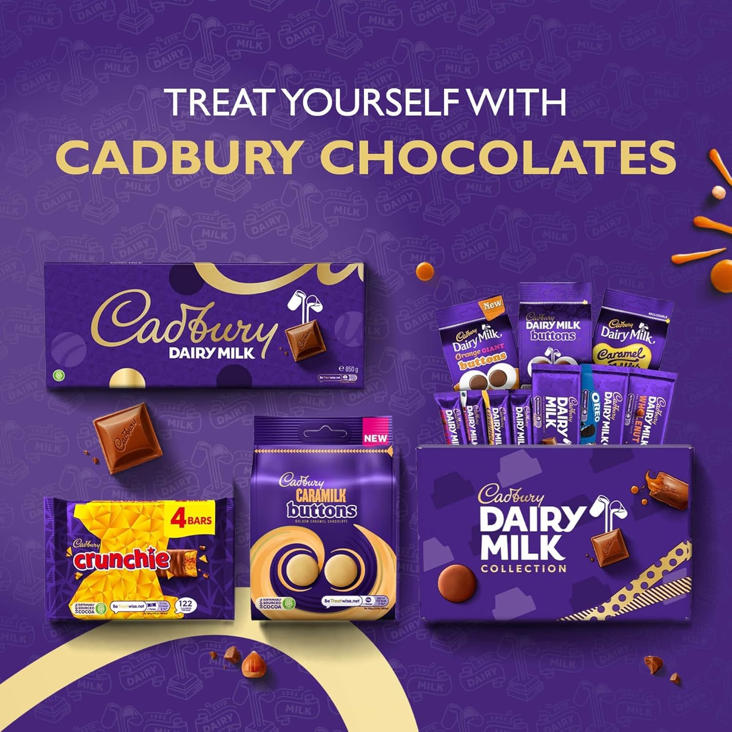Cadbury Dairy Milk Caramel Chocolate Bar - Smooth Milk Chocolate with Gooey Caramel Centre | 120 g 6