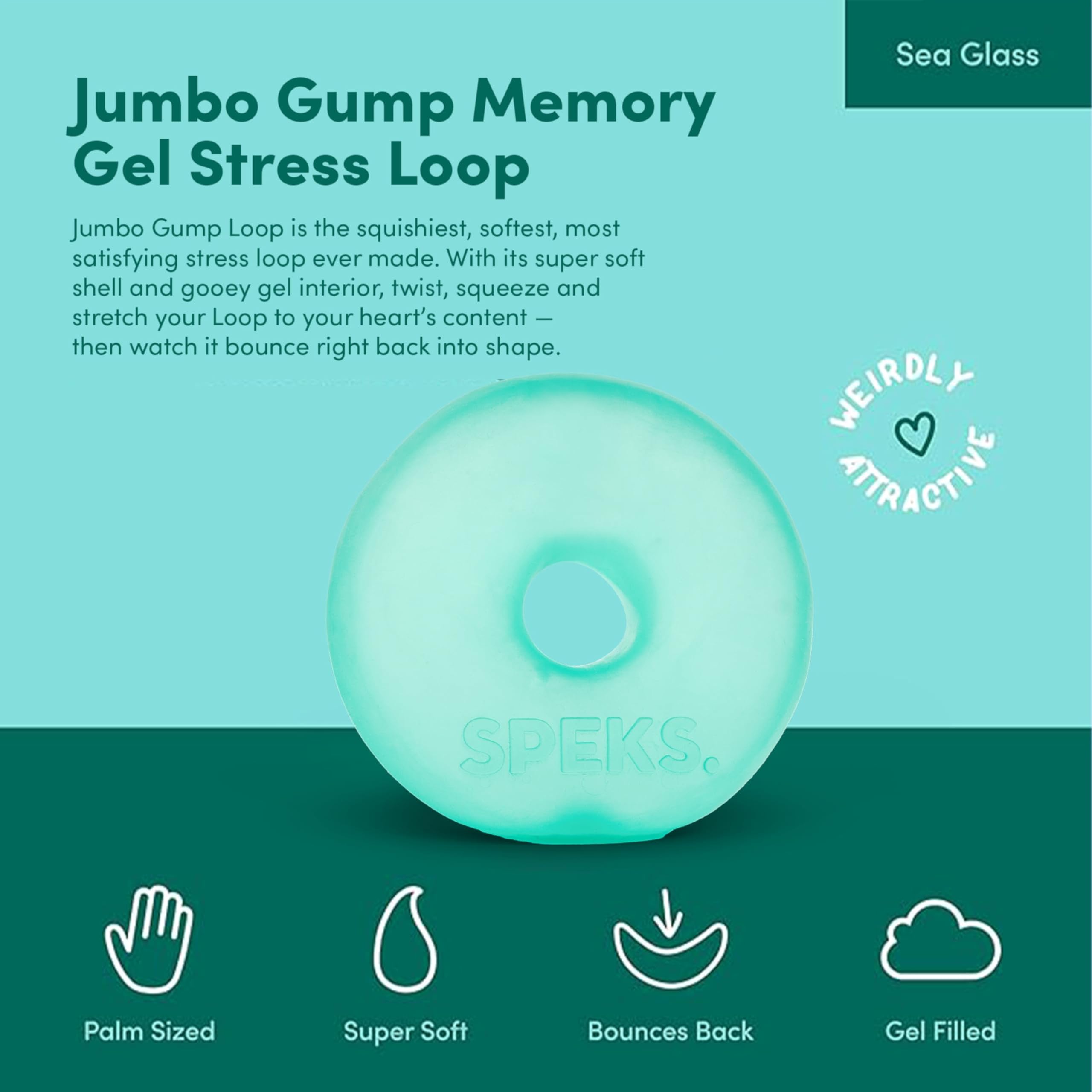 Speks Gump Jumbo Loop Gel-Filled Stress Ball - Ultra-Squishy Fidget Toy | Teal | Large 1 Loop