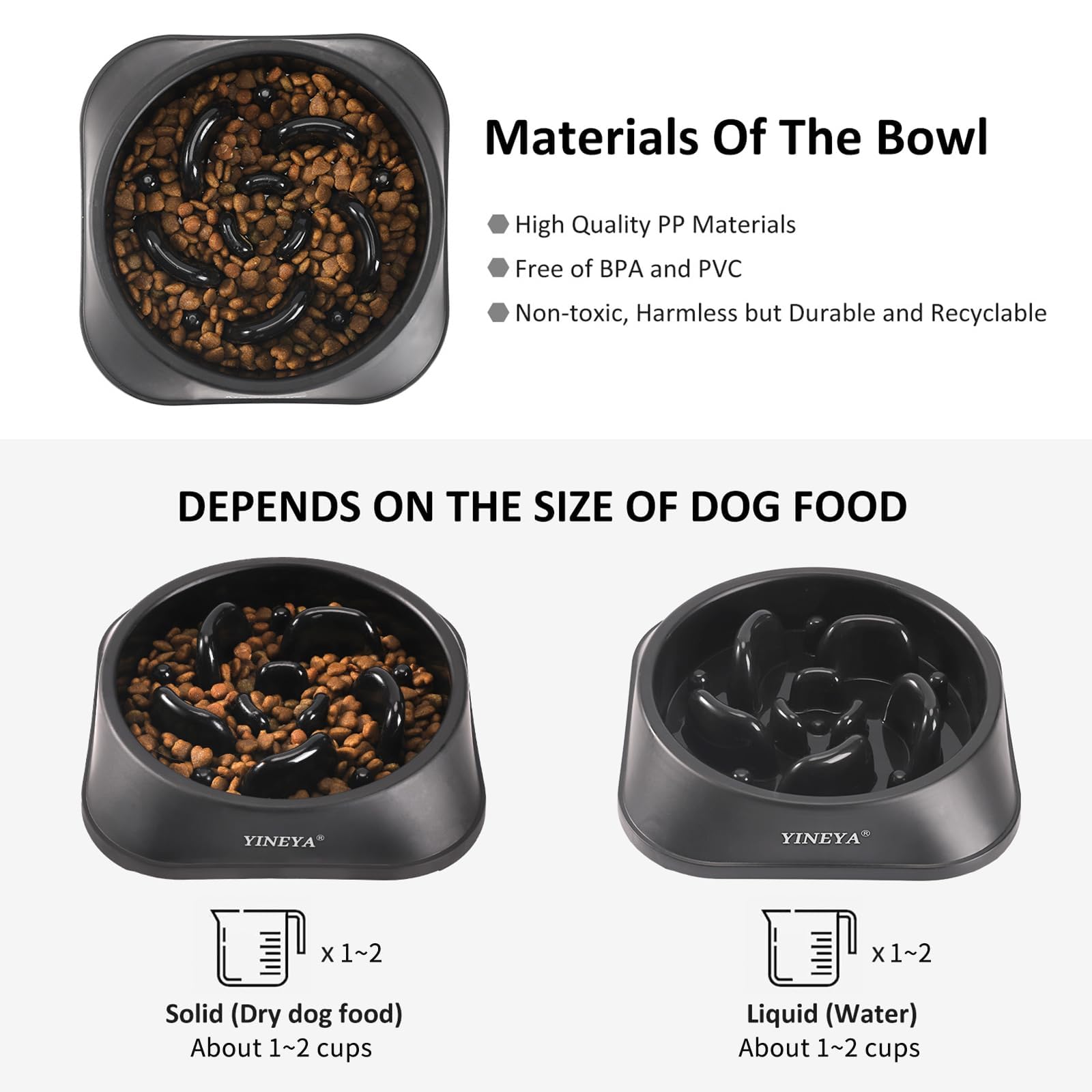 YINEYA Slow Feeder Dog Bowl - Prevents Choking & Bloat | Medium/Small Breed | Polypropylene 6