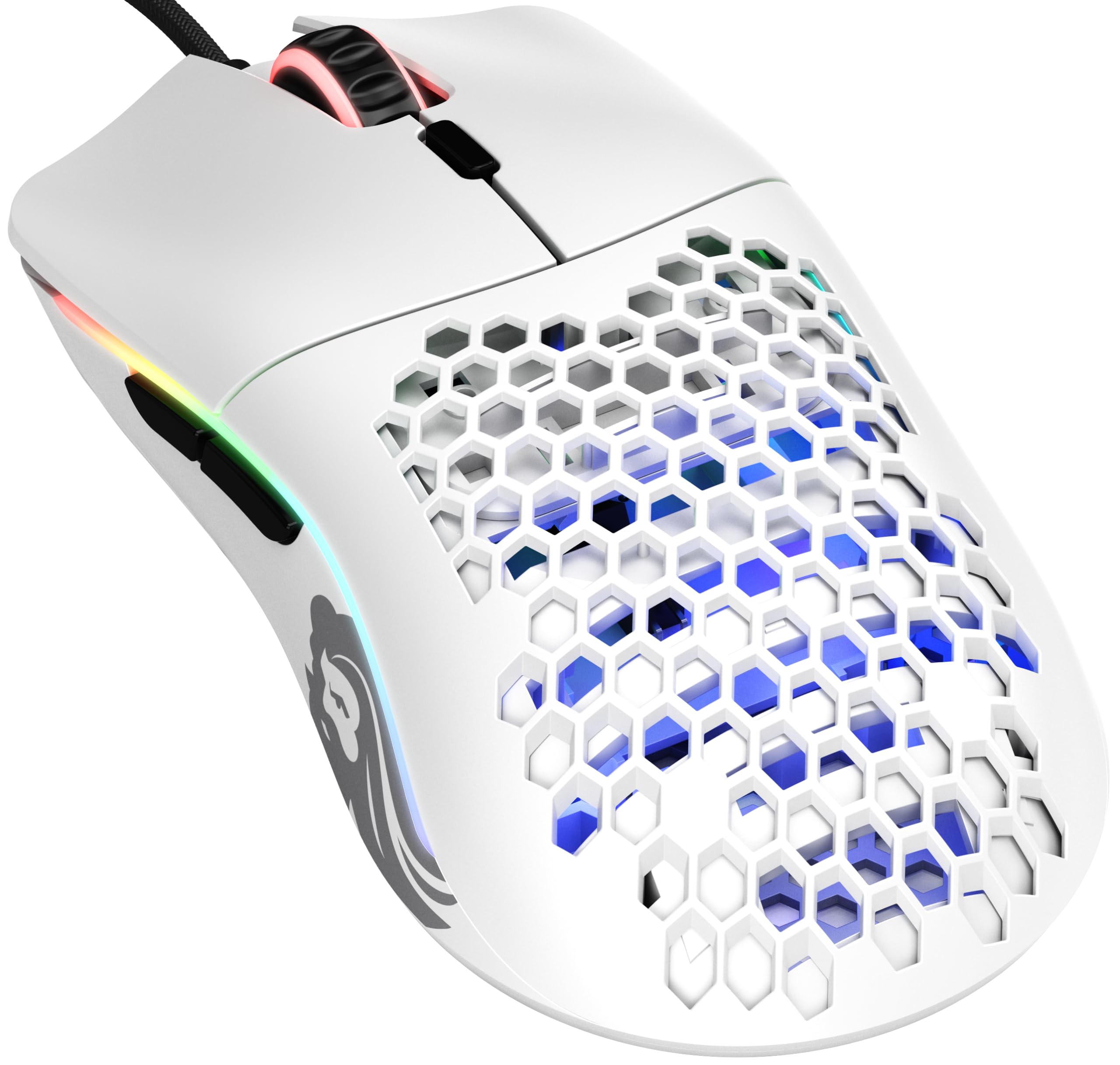 GLORIOUS Model O Wired Gaming Mouse - 67g Superlight Honeycomb Design, RGB, Pixart 3360 Sensor, Omron Switches, Ambidextrous - Matte White 1