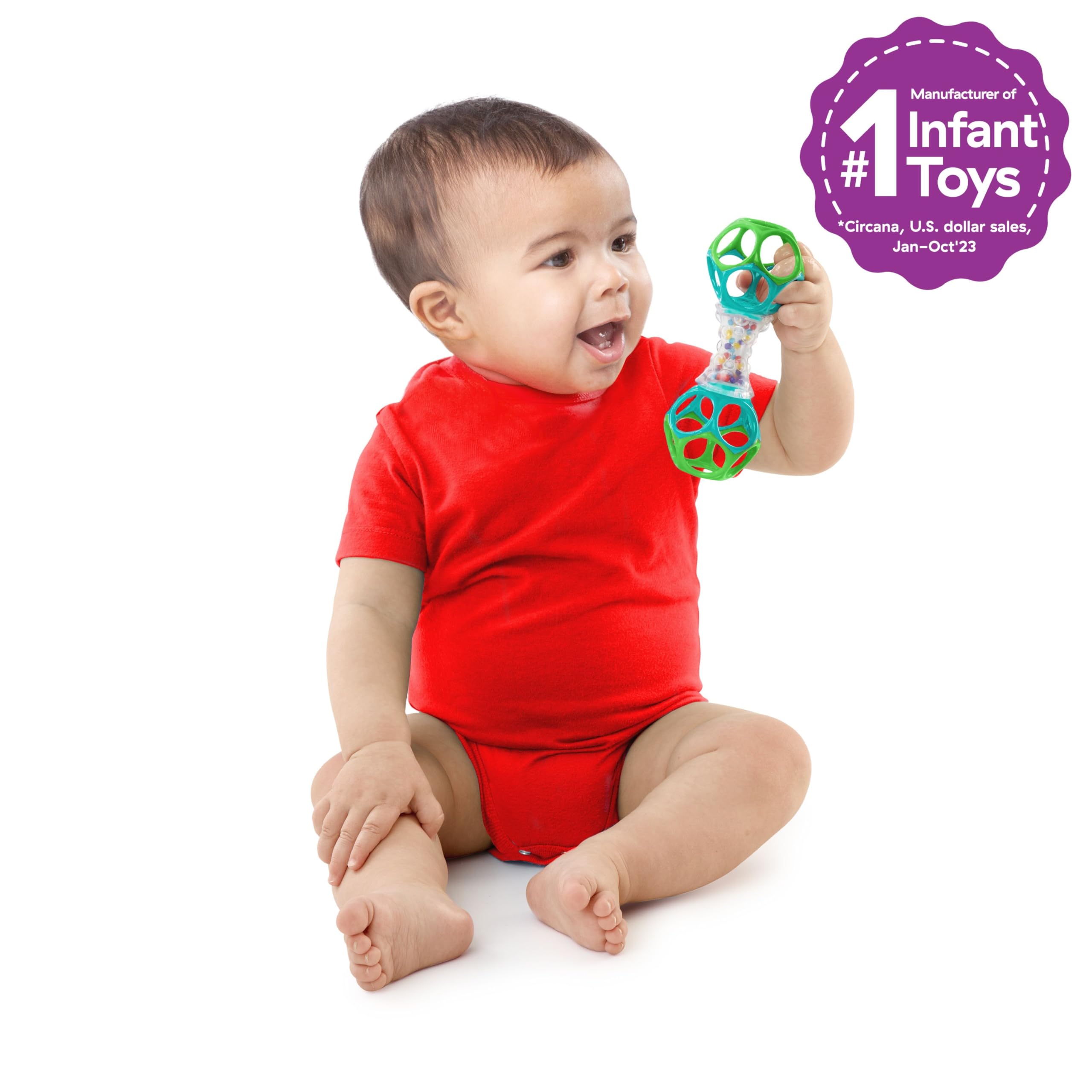 Bright Starts Oball Shaker Rattle Toy - BPA-Free, Easy-Grip Design for Newborns+ 4