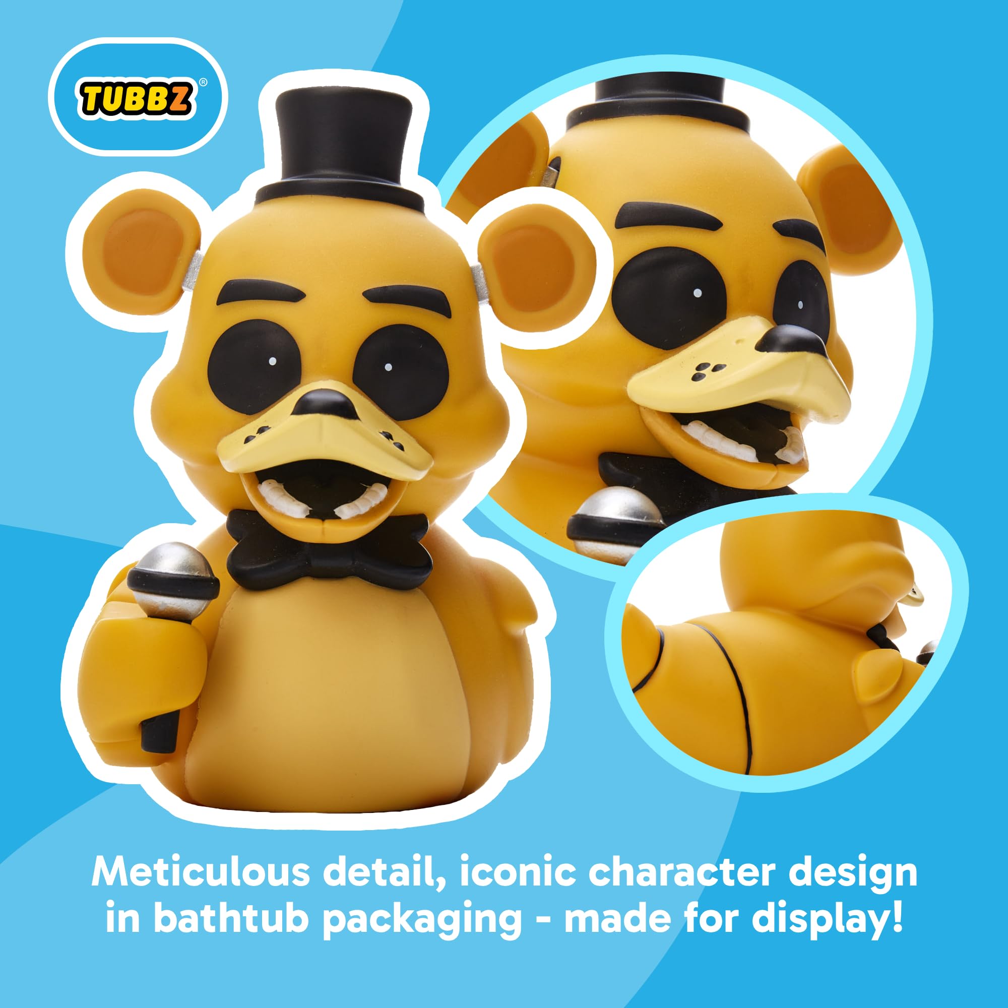 TUBBZ Golden Freddy Cosplaying Rubber Duck Figure | Five Nights At Freddys Collectible | 9cm Tall