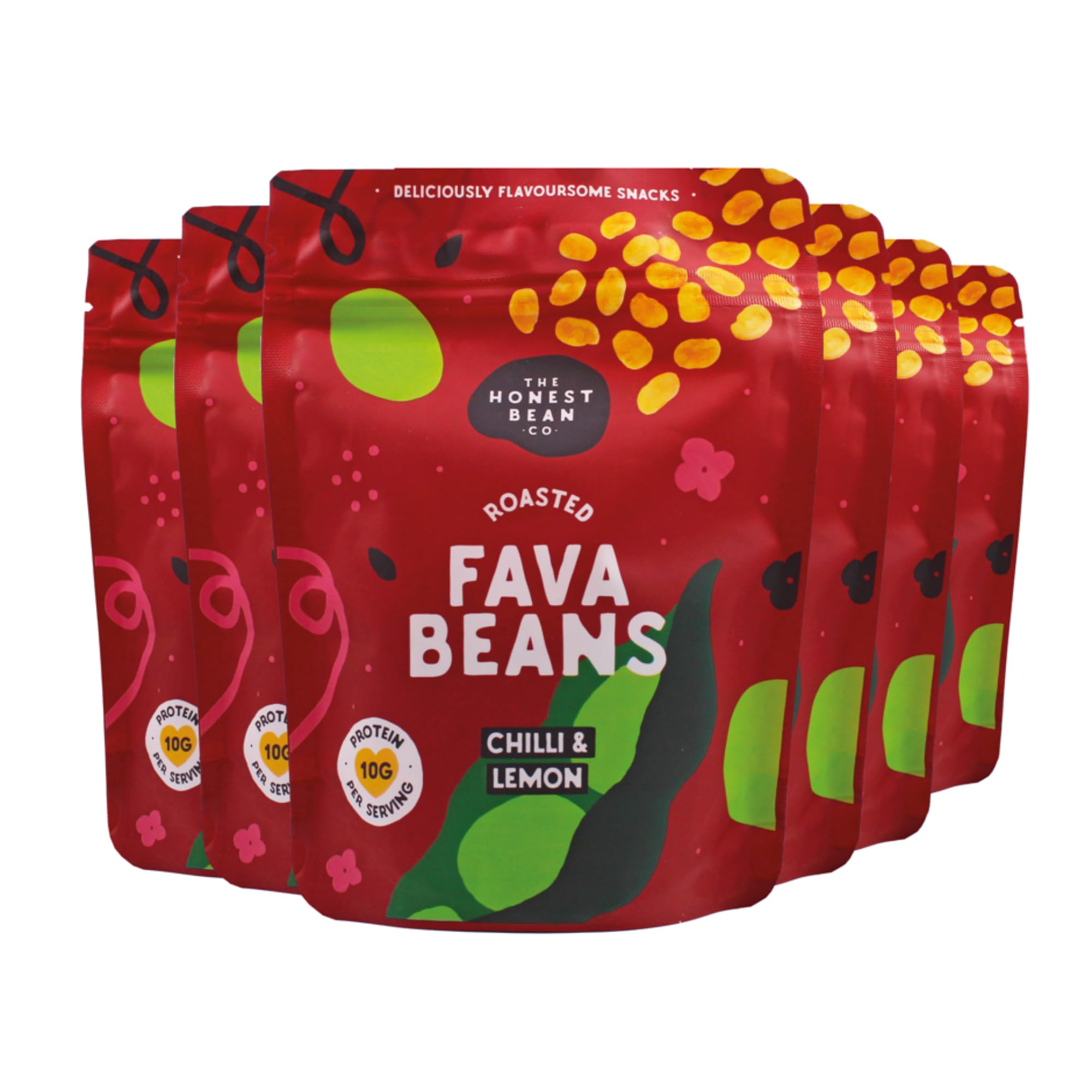 The Honest Bean Co Roasted Fava Bean Chilli & Lemon High Protein Vegan Snack 6 x 120g