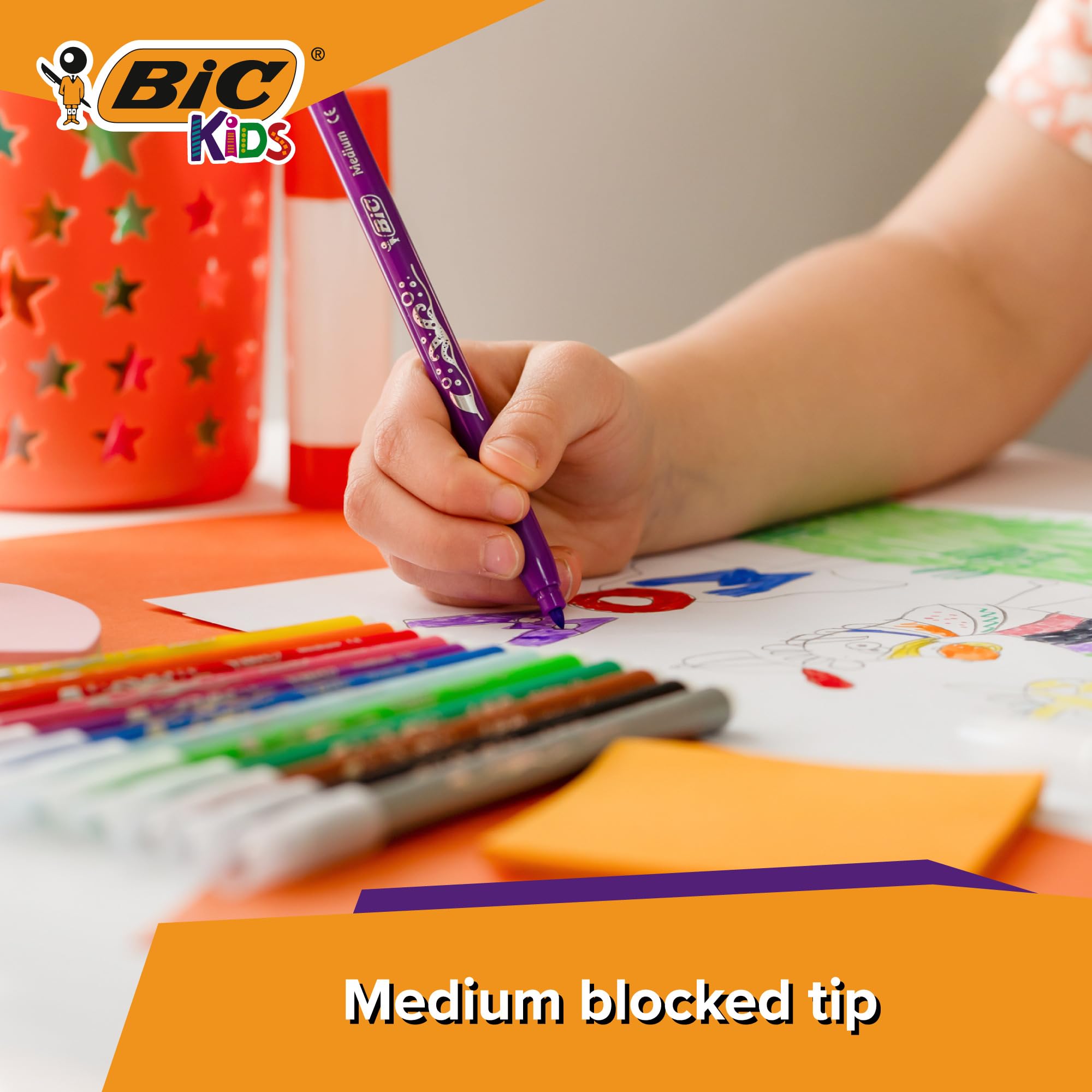 BIC Kids Kid Couleur Felt Tip Pens - Assorted Colors, 18-Pack Cardboard Wallet 4
