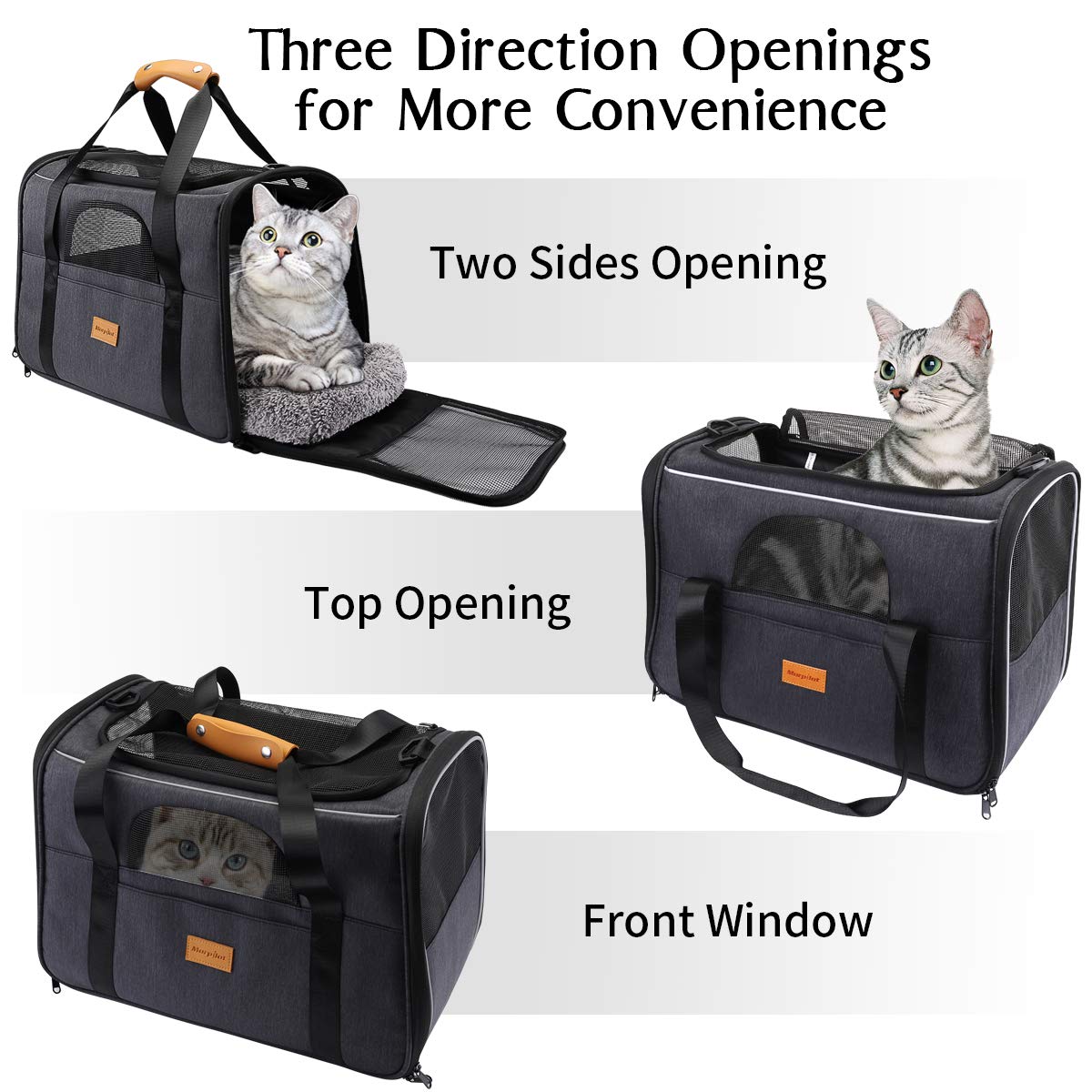 Morpilot Soft-Sided Pet Carrier - Airline Approved, Breathable Mesh, Includes Foldable Bowl | 44cm L x 31cm W x 34cm H 4