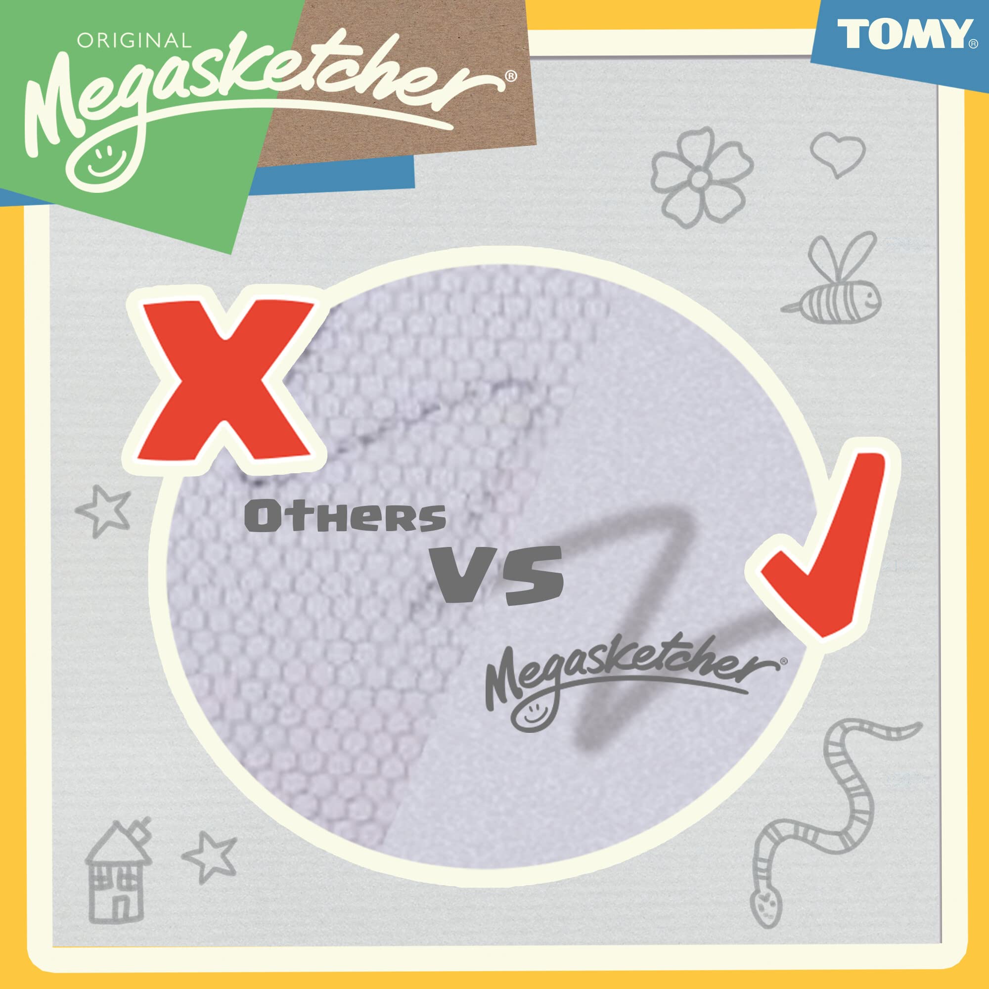 TOMY Megasketcher Classic Magnetic Drawing Board | Large 45x35cm Screen | Ages 3+ | 4 Stamps Included 7
