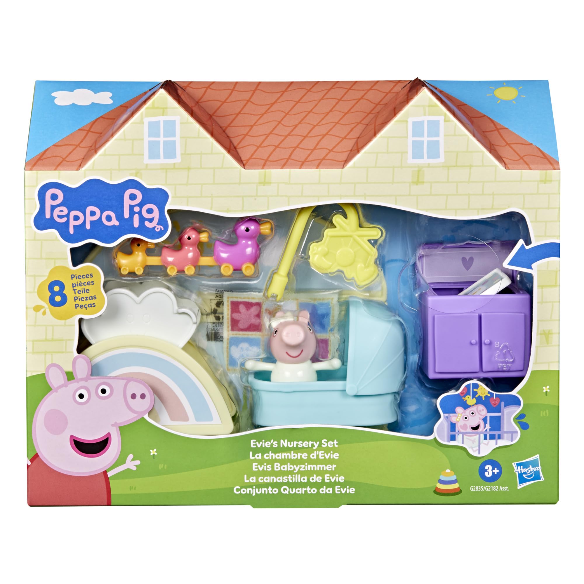 Peppa Pig Evie's Nursery Playset - 8 Pieces | 7.5-cm Scale Figure | Ages 3+