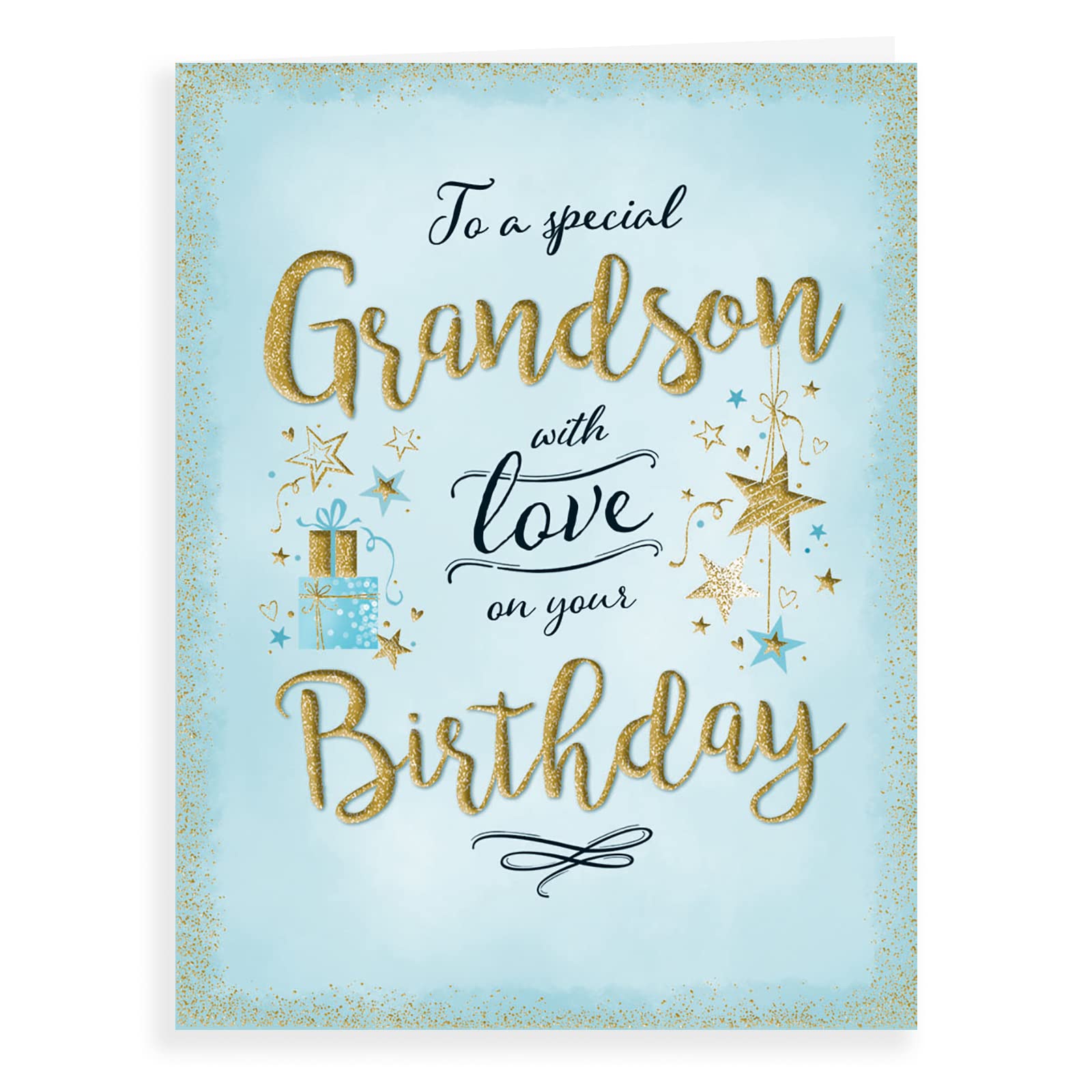Piccadilly Greetings Modern Birthday Card for Grandson | 8 x 6 Inches | Blue Stars Design