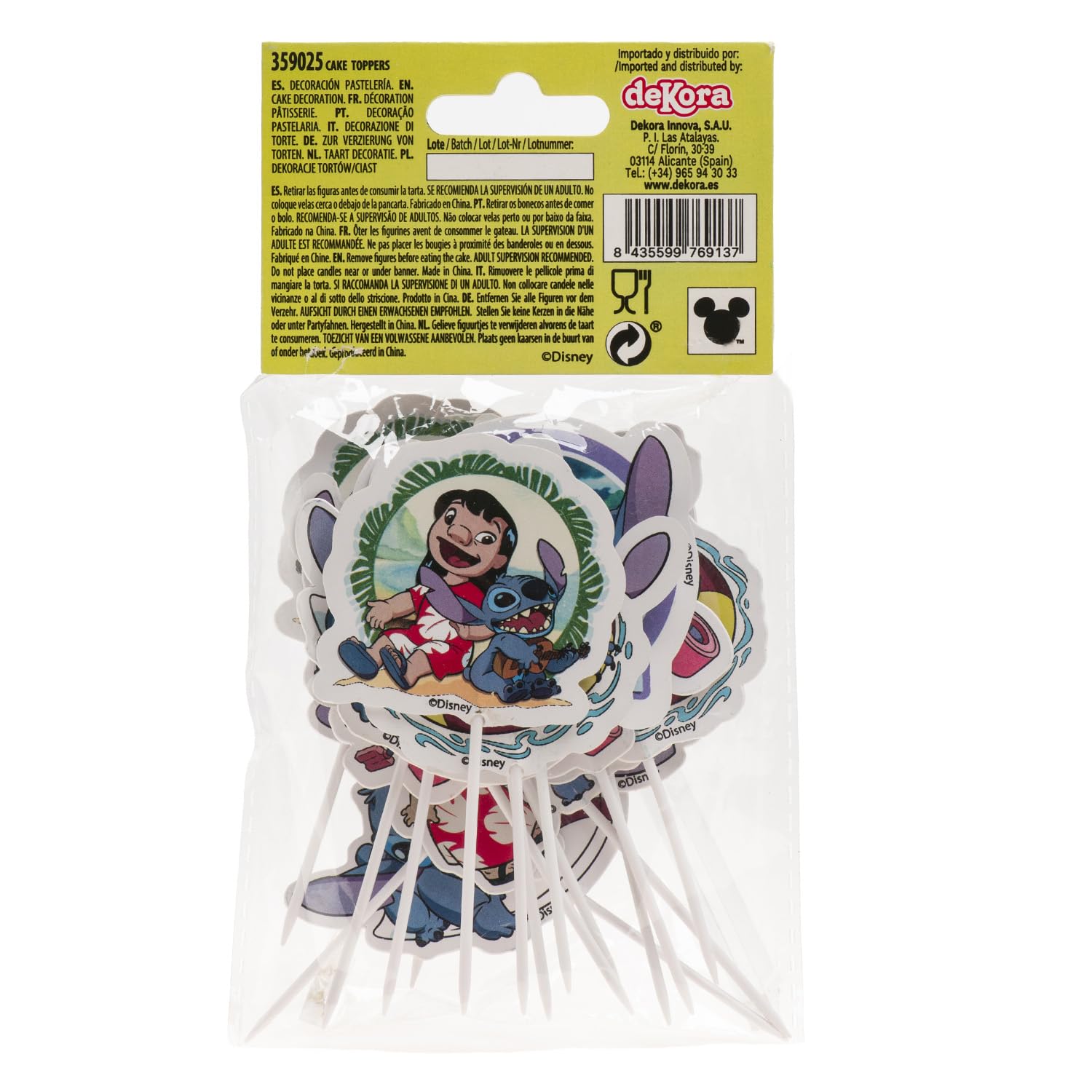 dekora Lilo & Stitch Paper Cake Toppers - 16 Count, 8 Designs | 11 x 5 cm 4