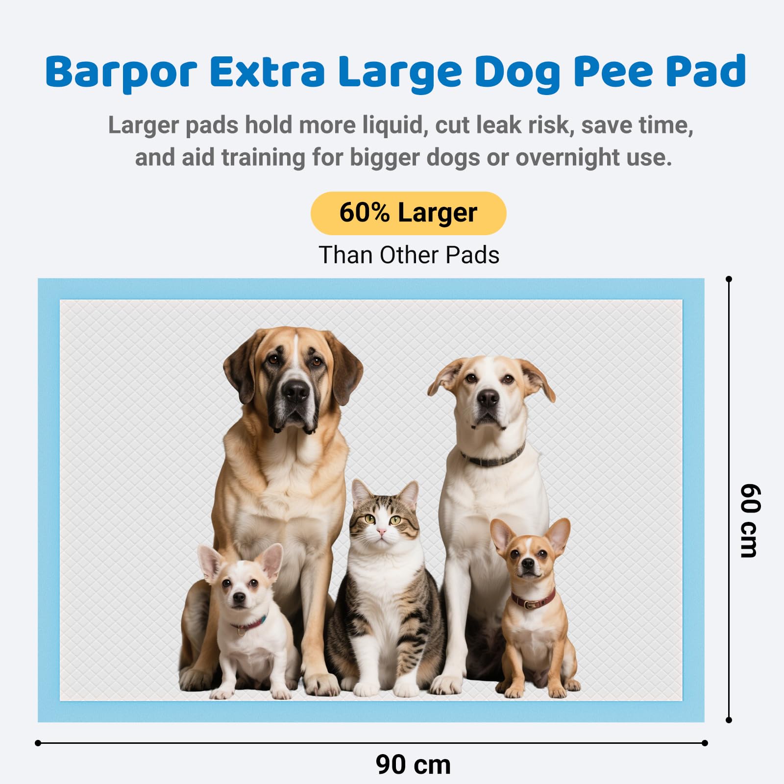 Barpor Extra Large Puppy Training Pads - 60x90cm, Super Absorbent, Leak-Proof | 20 Count 5