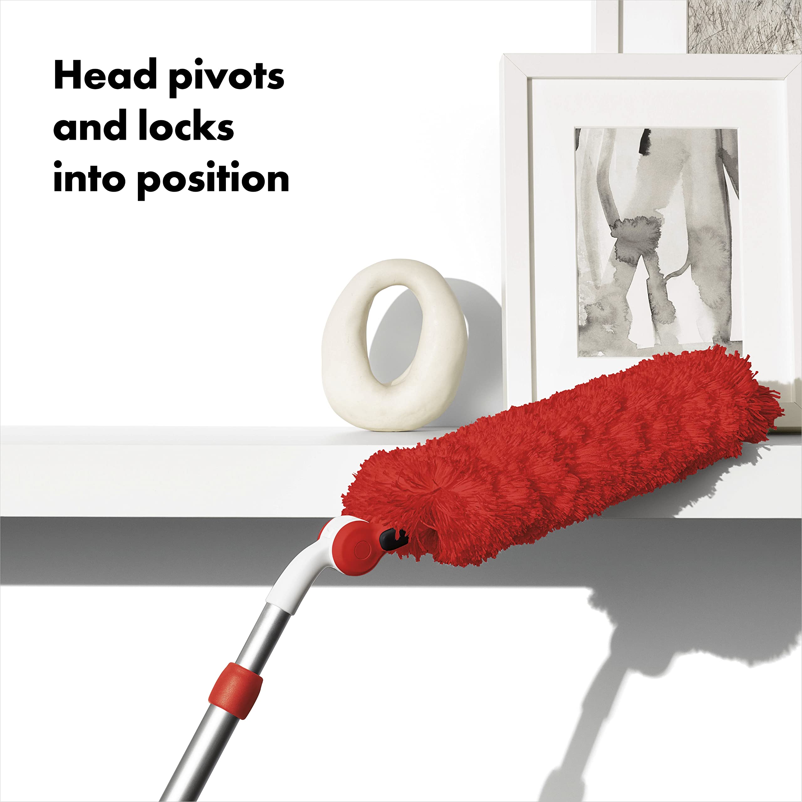 OXO Good Grips Extendable Microfibre Duster - Extends to 137 cm | 270° Rotating Head | Machine Washable 4