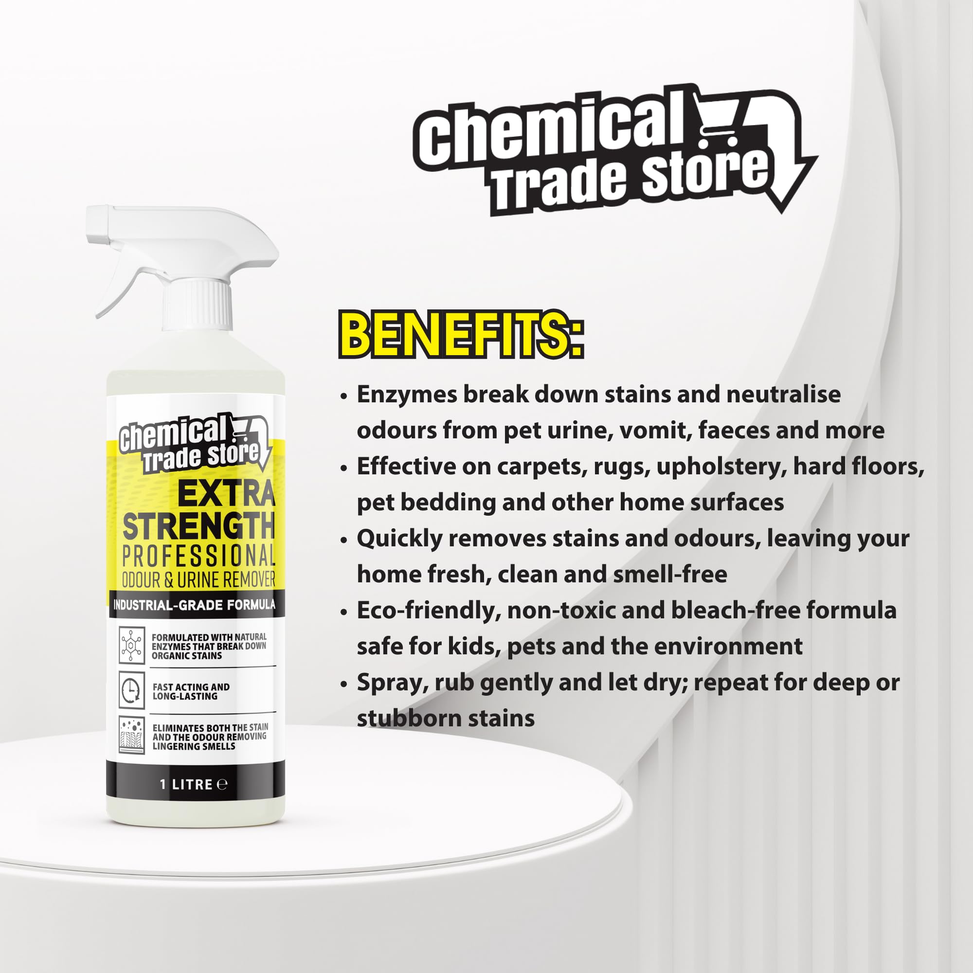 Chemical Trade Store Enzyme Odour & Urine Eliminator - 1L Liquid Stain Remover