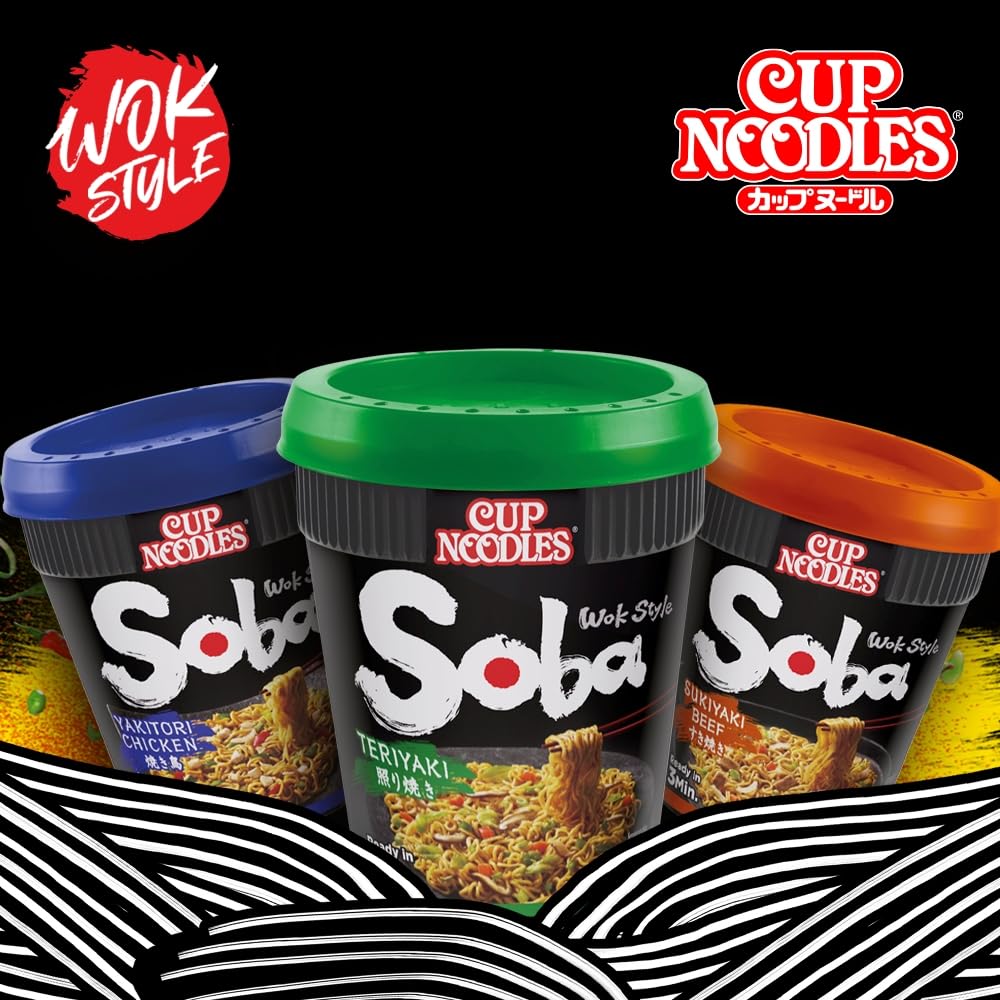 NISSIN Cup Noodles Soba Wok Style Sukiyaki Beef Flavoured Instant Noodles, Pack of 8, 712g 6