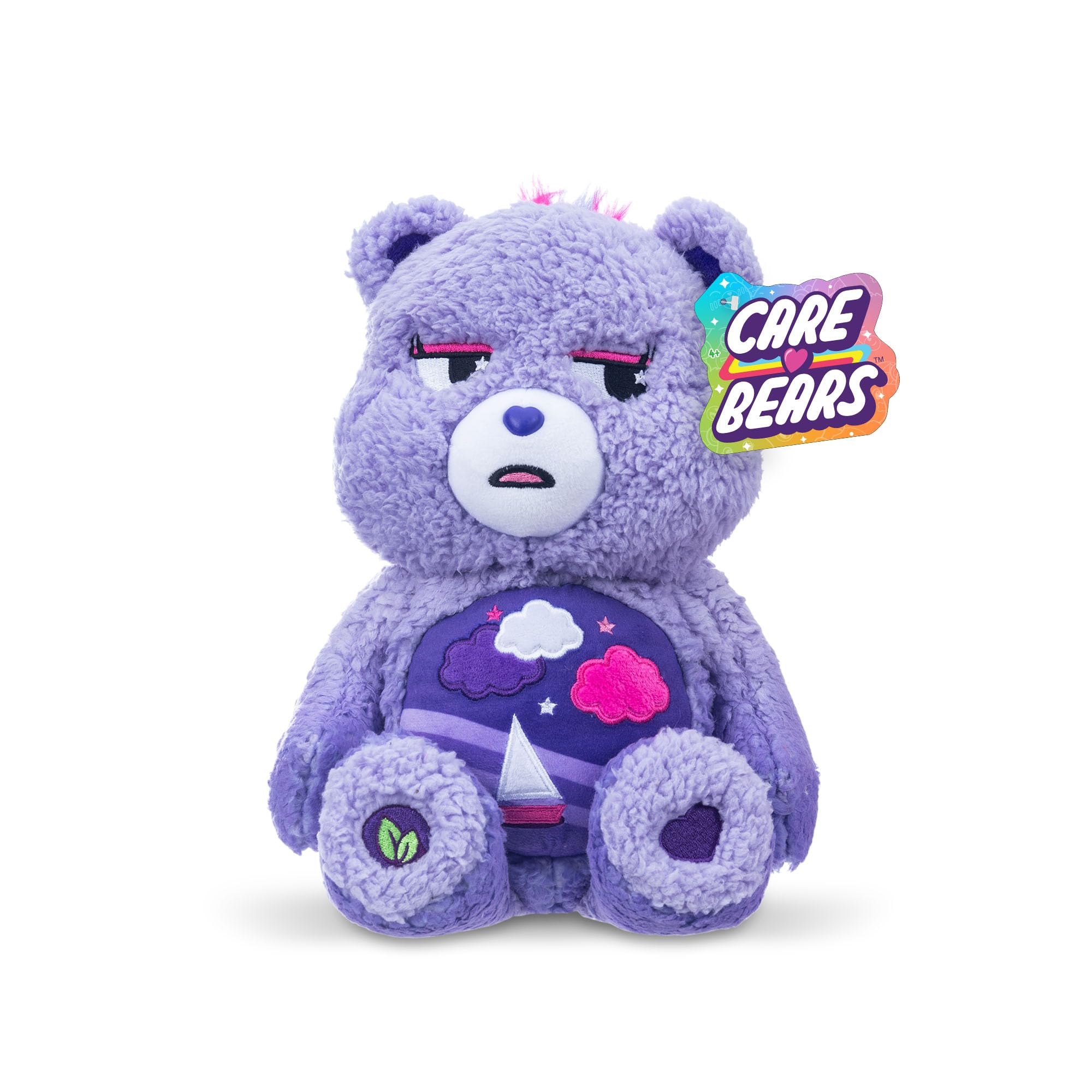 Care Bears Stormy Heart Bear 35cm Plush - Soft Eco-Friendly Toy with Belly Badge, Purple 1