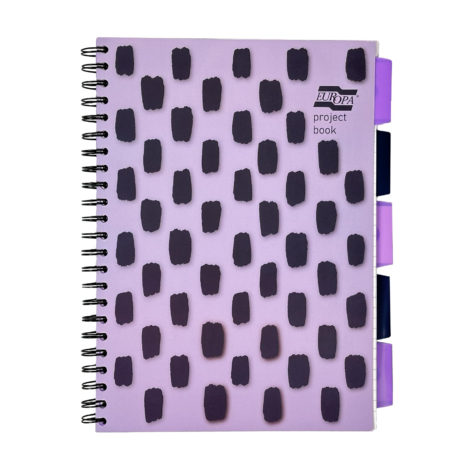 Exacompta Europa Splash Project Book - A4, 80gsm Lined Paper, 5 Moveable PP Dividers, Purple