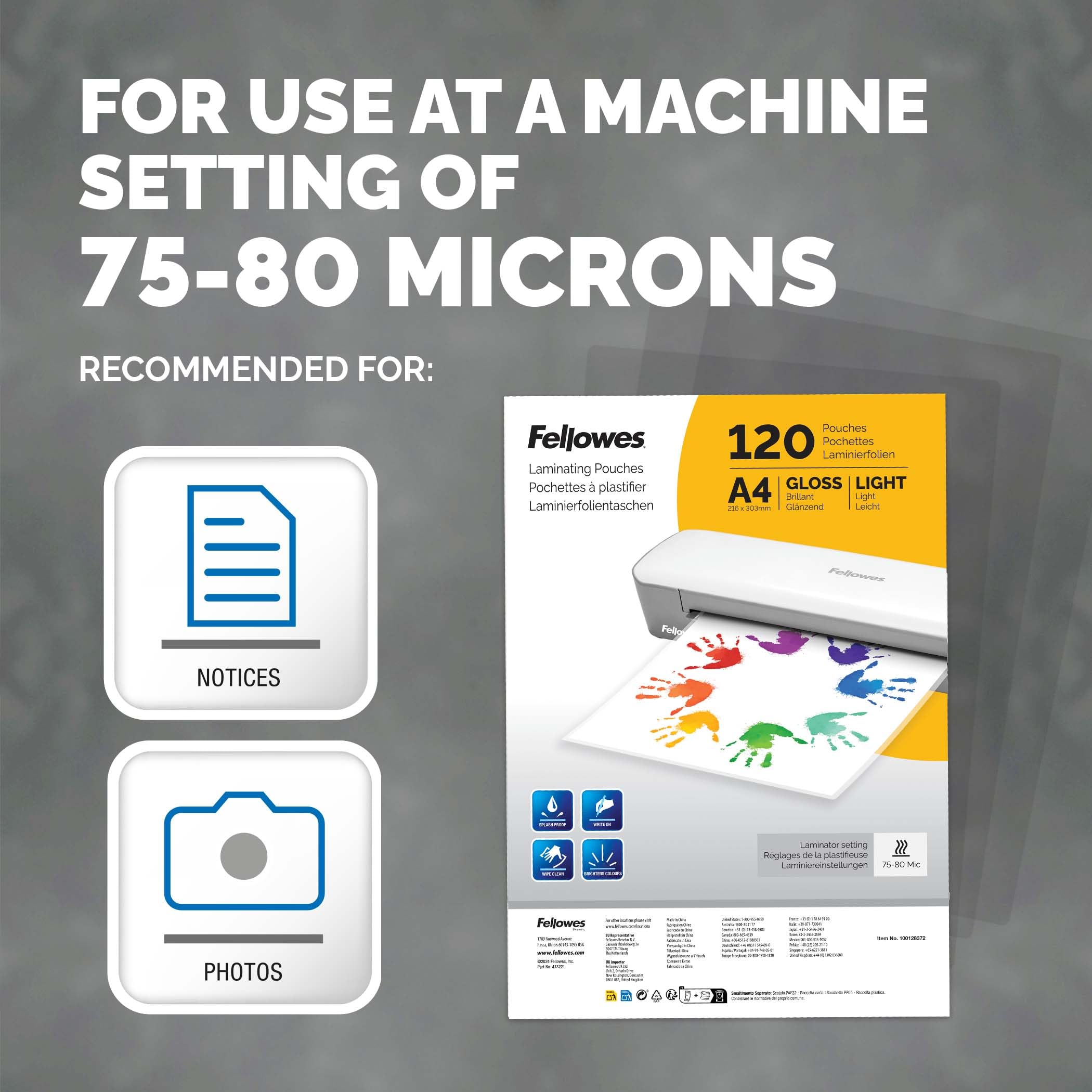 Fellowes A4 Laminating Pouches - 120 Pack, 80 Micron, Glossy Finish | Professional Protection 3