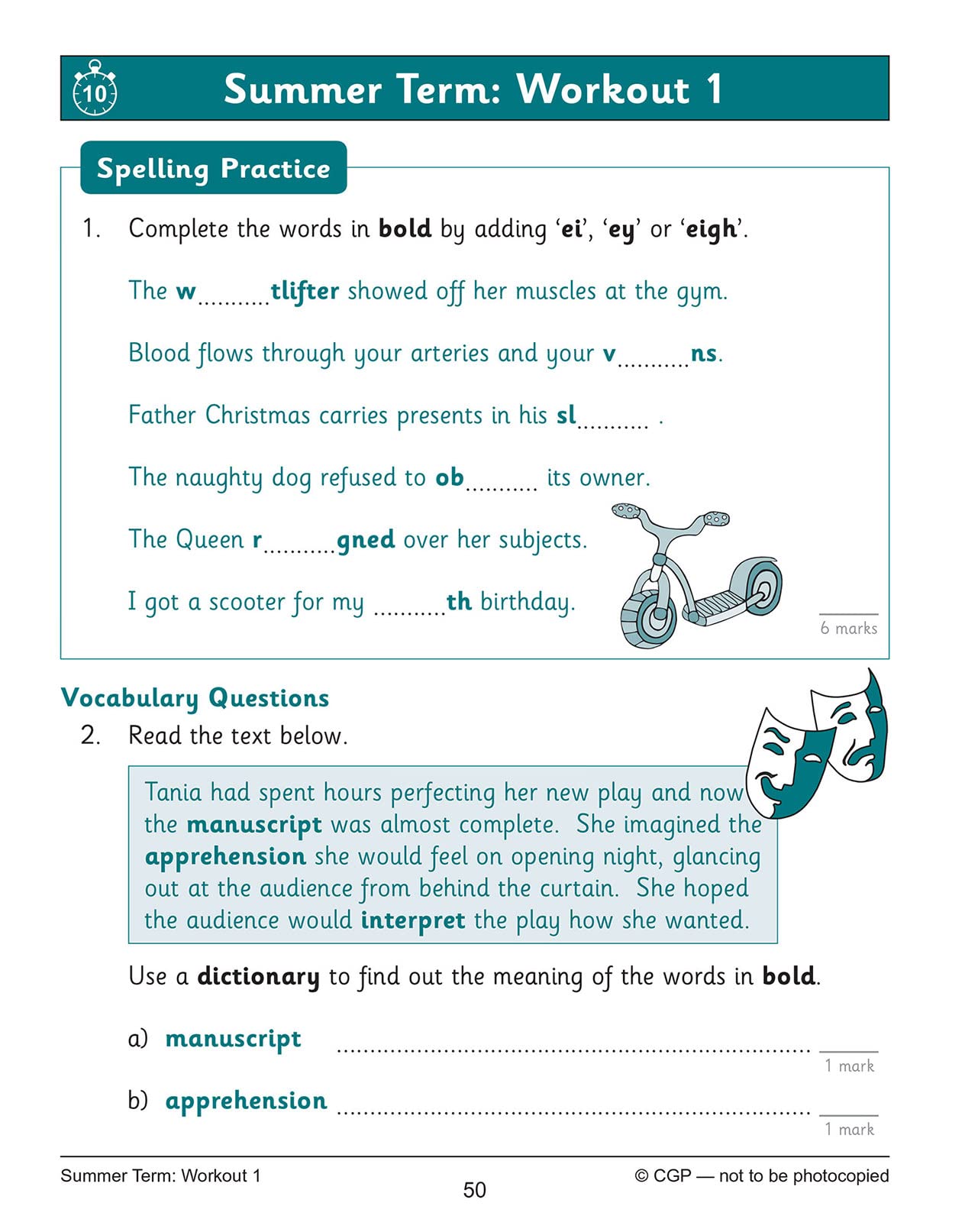 CGP Books New KS2 English 10-Minute Weekly Workouts - Year 5 Spelling & Vocabulary | Ages 9-10 6