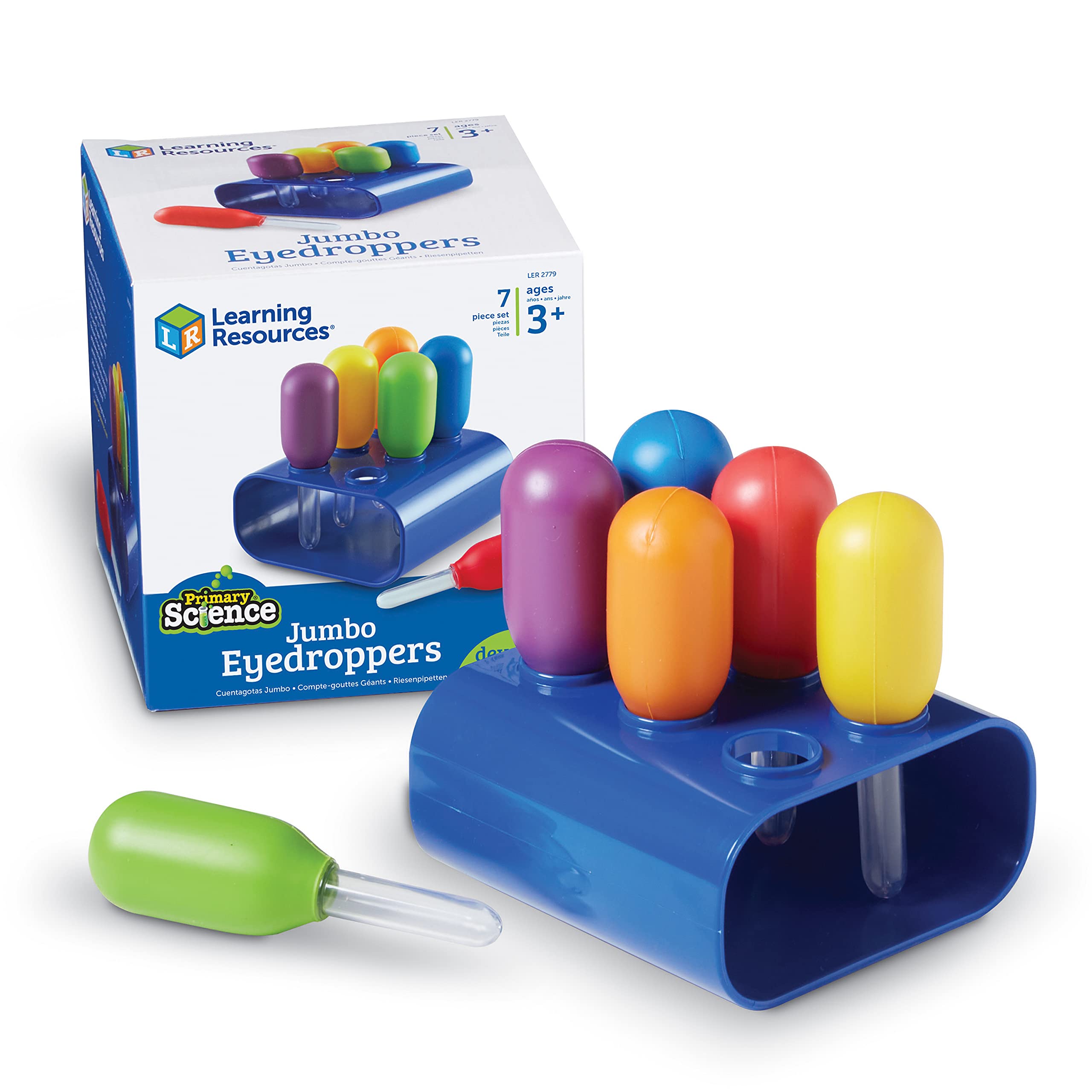 Learning Resources Jumbo Colorful Eyedroppers - Set of 6 with Stand | Ages 3+ | Motor Skills 1