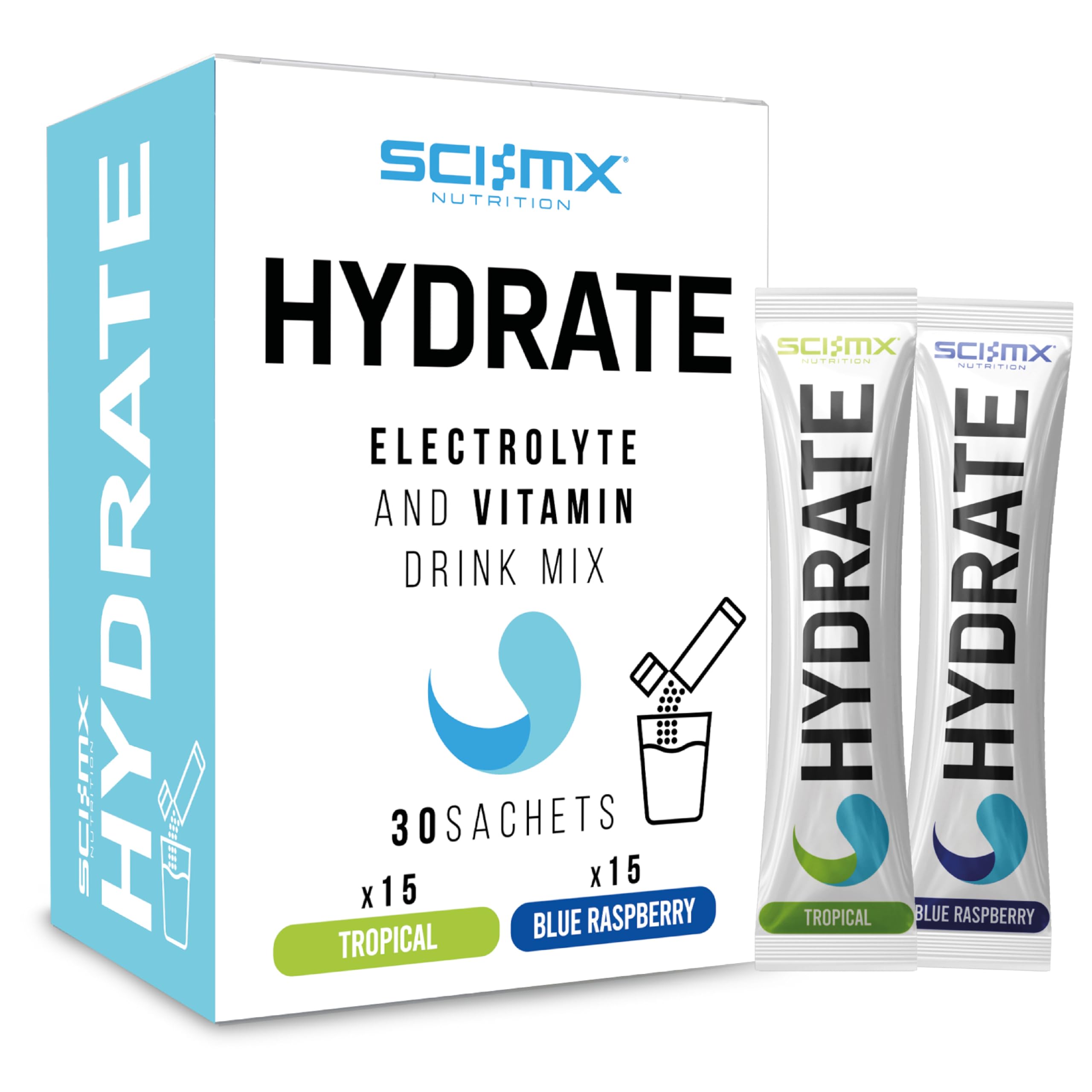 SCI-MX Electrolyte & Vitamin Hydration Powder Sticks - 30 Sachets Mixed Flavours