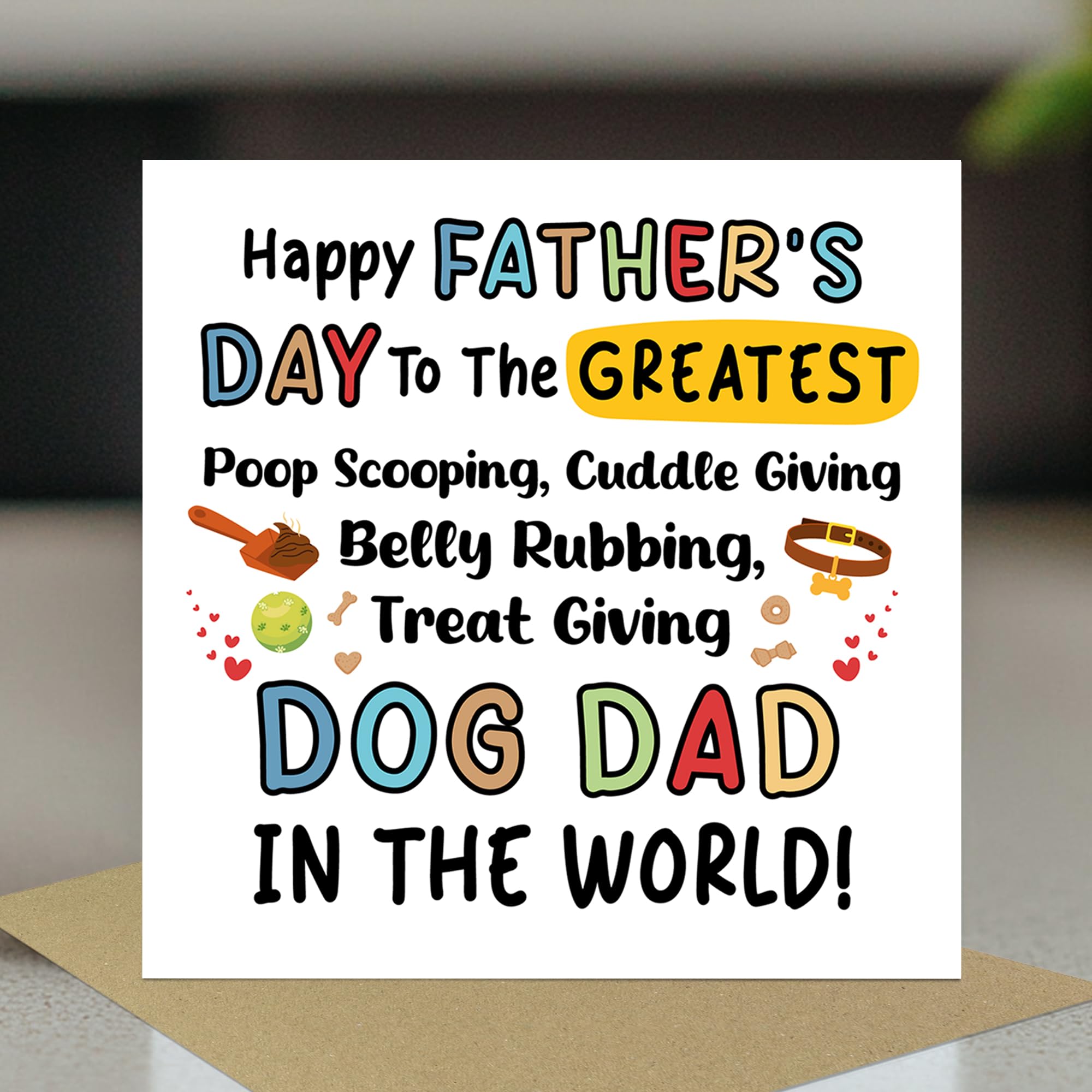 RED OCEAN Handmade Father's Day Card From The Dog | Square 14.5cm | 350gsm Matte Card 3