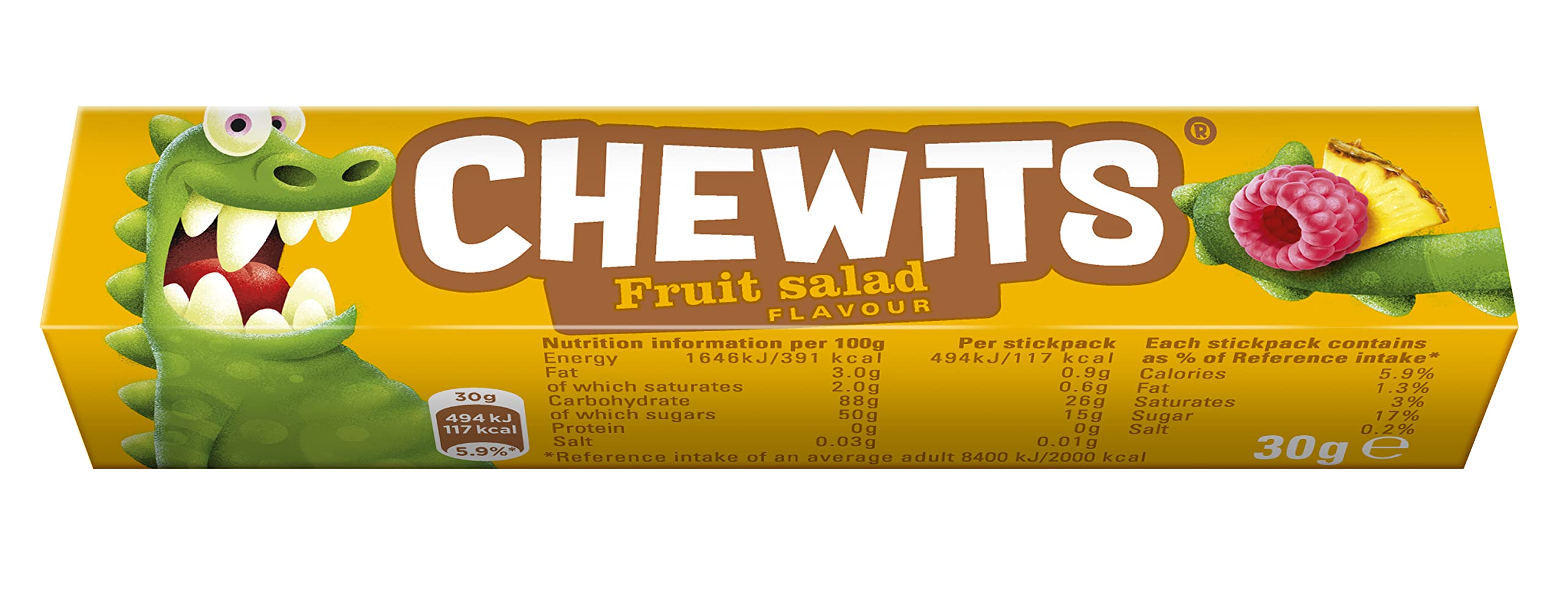 Chewits Fruit & Chewy Sweets - Fruit Salad Flavor | Bulk Box of 40 Sticks (30g Each)